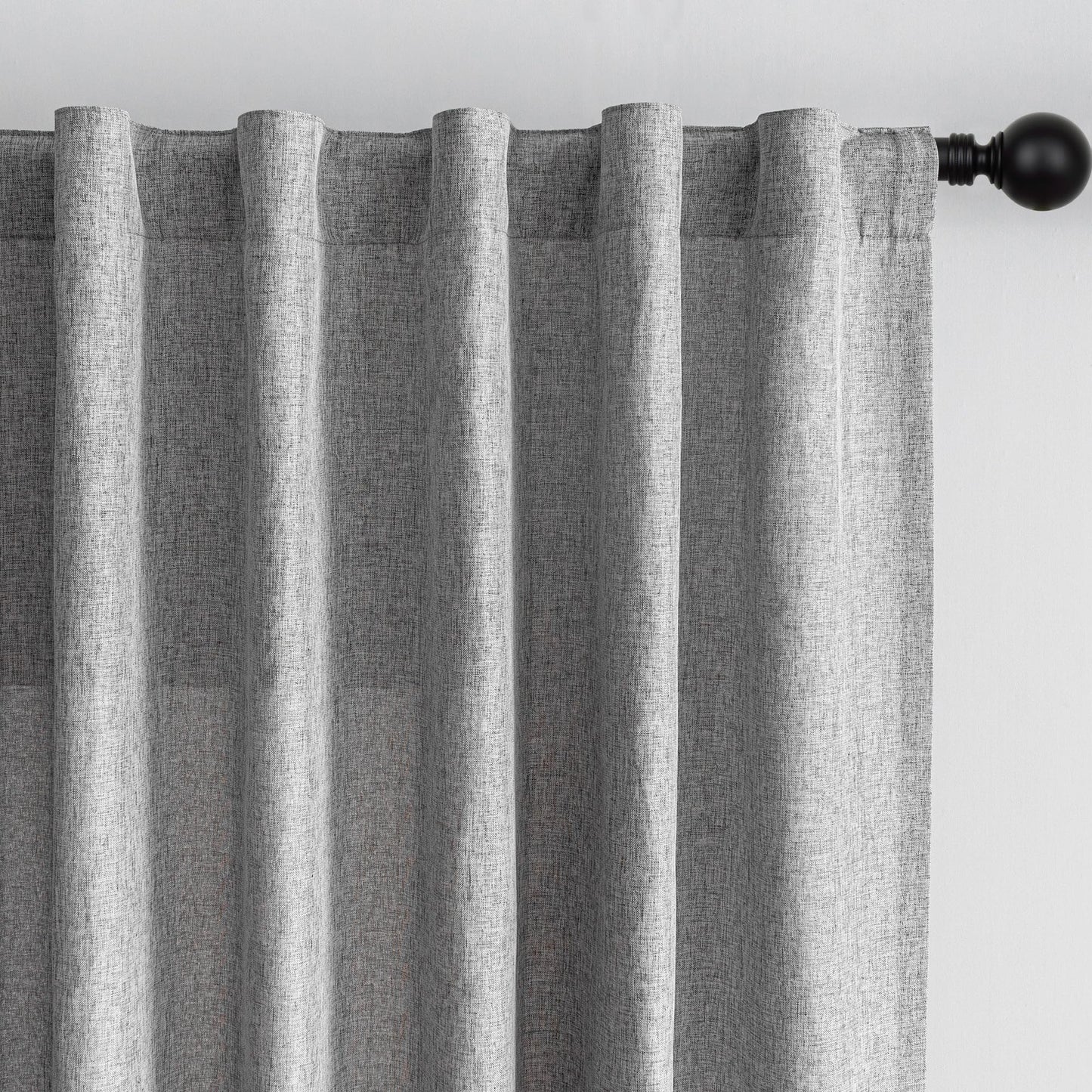 MYSKY HOME Linen Curtains for Living Room, Natural Semi Sheer Curtains & Drapes 84 inches Length 2 Panels Set Farmhouse Country Boho Style Back Tab Draperies for Sliding Glass Door, 50" Wide, Linen