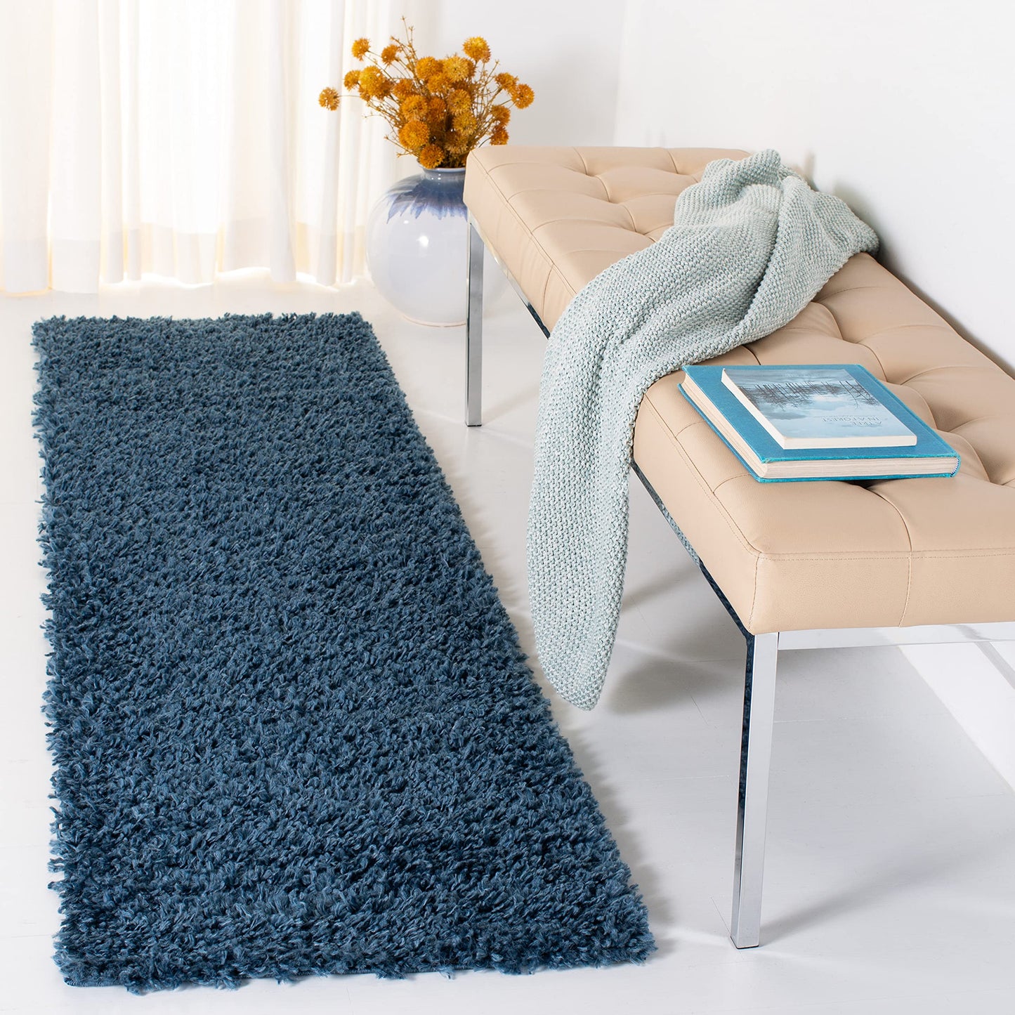 SAFAVIEH August Shag Collection Area Rug - 10' x 14', Green, Solid Design, Non-Shedding & Easy Care, 1.5-inch Thick Ideal for High Traffic Areas in Living Room, Bedroom (AUG200Y)