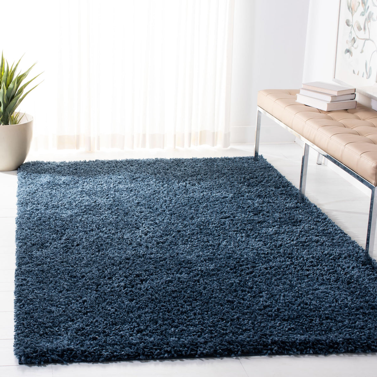 SAFAVIEH August Shag Collection Area Rug - 10' x 14', Green, Solid Design, Non-Shedding & Easy Care, 1.5-inch Thick Ideal for High Traffic Areas in Living Room, Bedroom (AUG200Y)