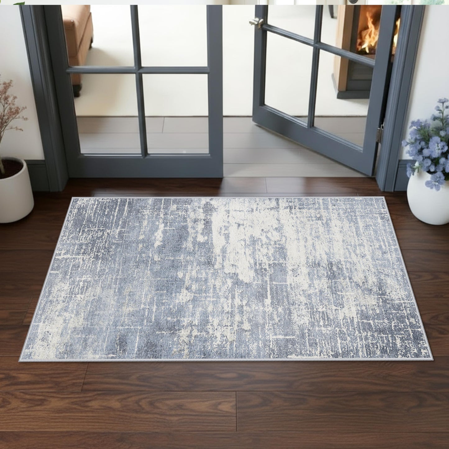 2x6 Hallway Washable Runner Rug : Vintage Soft Kitchen Laundry Runner with Non Slip Backing Farmhouse Entryway Living Room Floor Mat Stain Resistant Carpet for Bedroom Bathroom Distressed Beside Rug