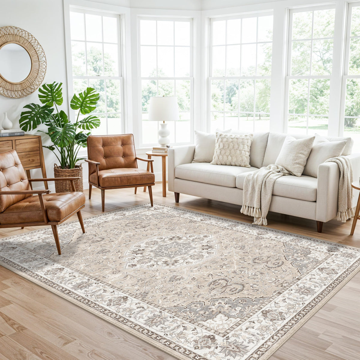 2x6 Hallway Washable Runner Rug : Vintage Soft Kitchen Laundry Runner with Non Slip Backing Farmhouse Entryway Living Room Floor Mat Stain Resistant Carpet for Bedroom Bathroom Distressed Beside Rug