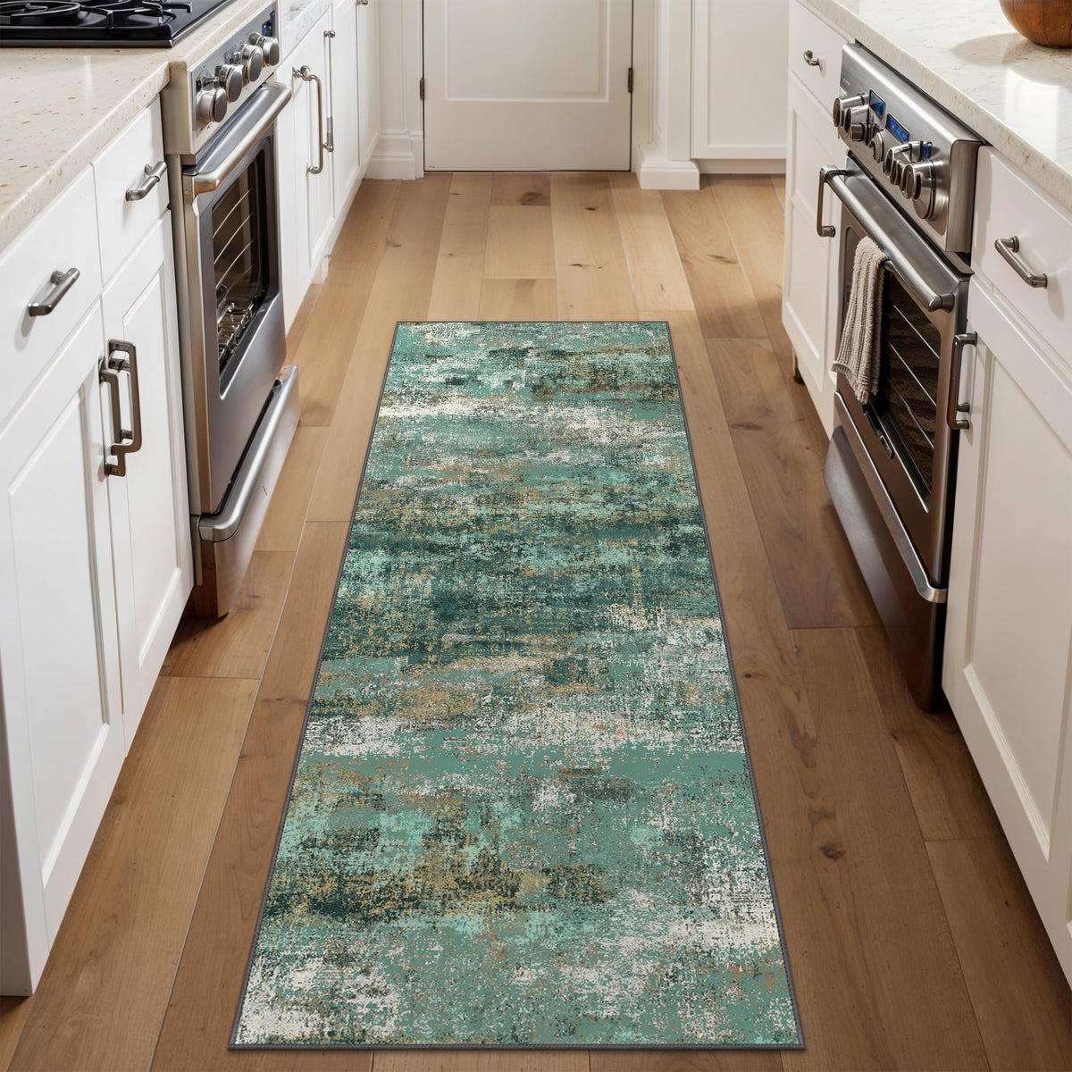 BEIMO 5x7 Green Abstract Area Rug, Washable Non-Slip for Bedroom | Soft Low-Pile Carpet, Lightweight and Easy to Vacuum, Sage Living Rooms, Dining Rooms, Bedrooms, and Home Offices