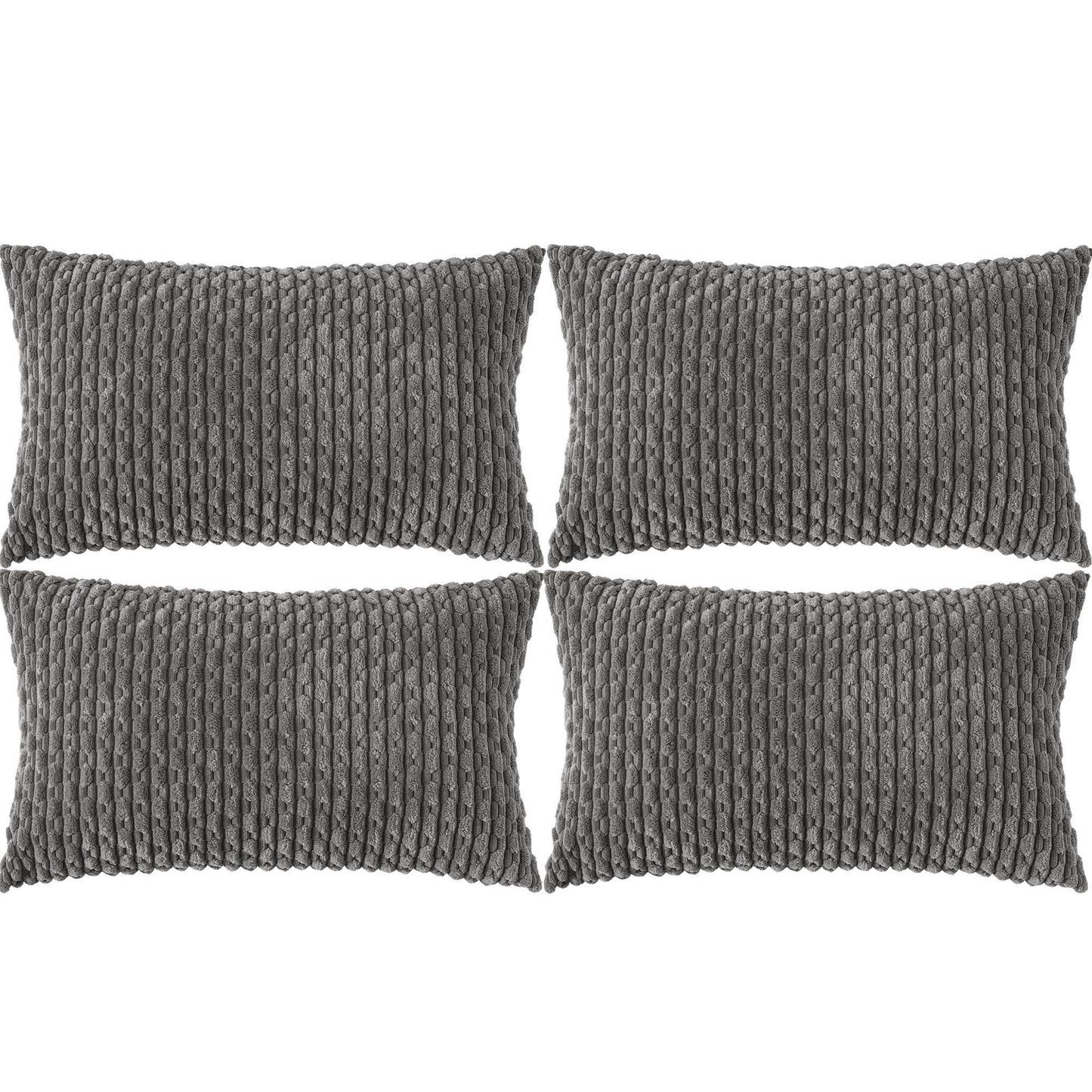 Set of 4 Neutral Decorative Throw Pillow Covers 18x18 Inch Corduroy Pillow Covers for Bed Couch Sofa Living Room Soft Square Cushion Cases