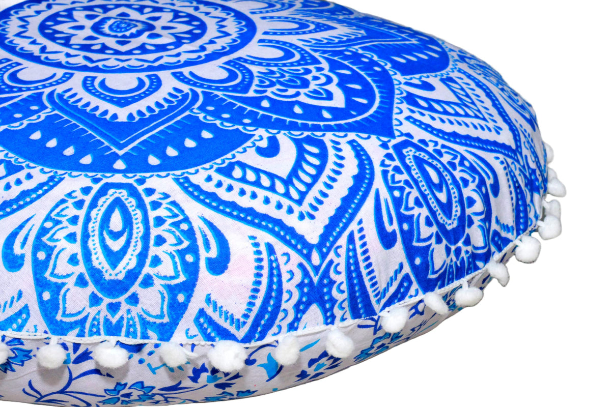 Large Round seat Floor Cushion Chair Ottoman Cover Pouf Pillow Meditation Floor Cushions for Adults Seating pouffe Ottoman Throw Covers Craft Room Furniture for Sitting Cover 22 Inches (Multi Nap)