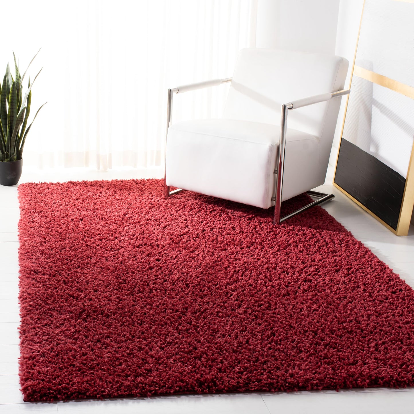 SAFAVIEH August Shag Collection Area Rug - 10' x 14', Green, Solid Design, Non-Shedding & Easy Care, 1.5-inch Thick Ideal for High Traffic Areas in Living Room, Bedroom (AUG200Y)