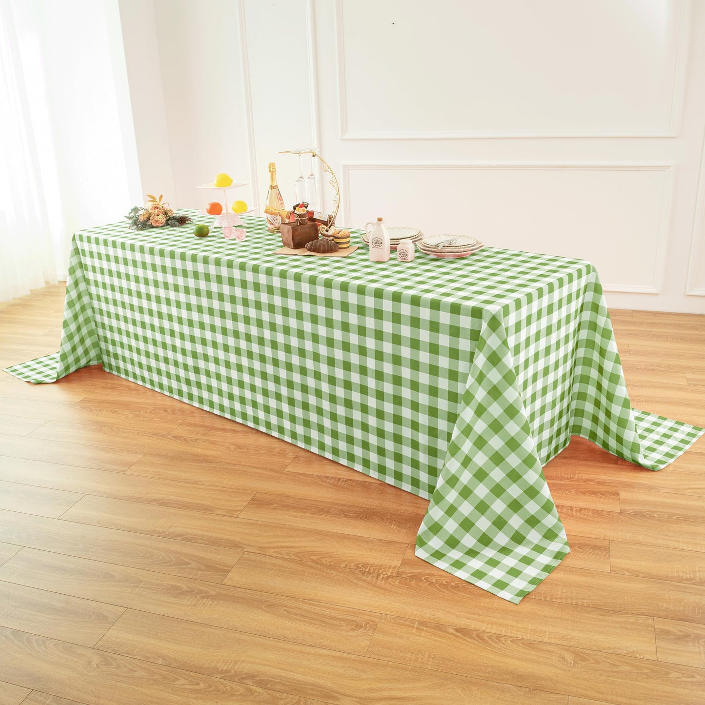 Waterproof Checkered Tablecloth Fabric - Rectangle 58x84 Inch Classic Gingham Buffalo Plaid Table Cloth for Indoor/Outdoor Use - Washable Table Cover for Kitchen, BBQs, and Parties