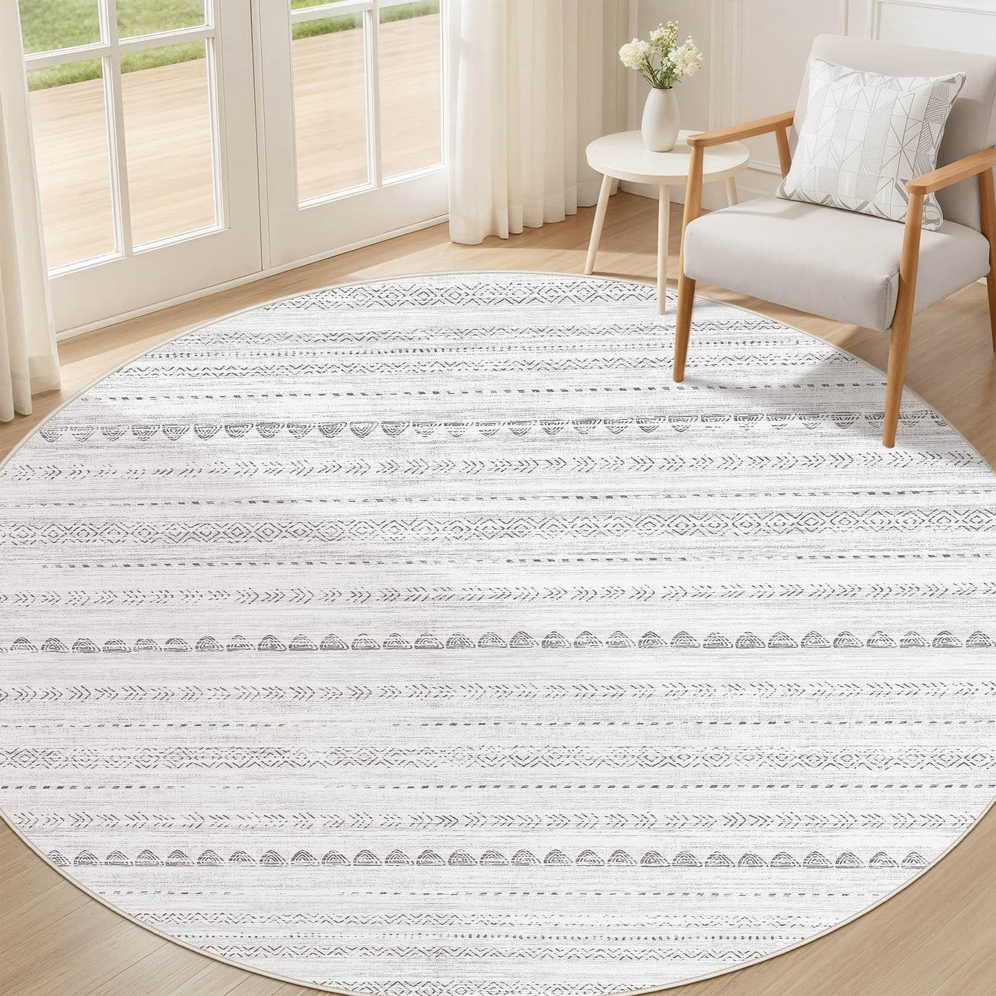 Nakagishi Boho 5x7 Area Rug Living Room Rugs Machine Washable Beige/Brown | Soft, Pet & Kid Friendly, Carpet for Living Room/Bedroom/Office/Kitchen/Nursery, Daily Home Decor Stain Resistant Moroccan