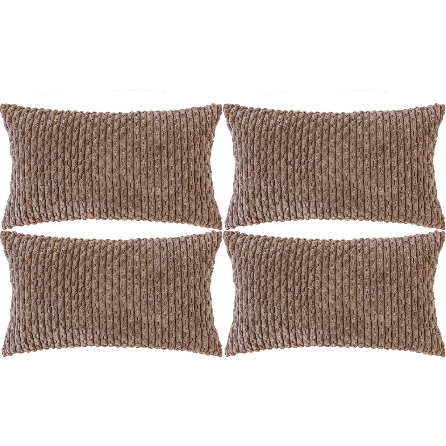 Set of 4 Neutral Decorative Throw Pillow Covers 18x18 Inch Corduroy Pillow Covers for Bed Couch Sofa Living Room Soft Square Cushion Cases
