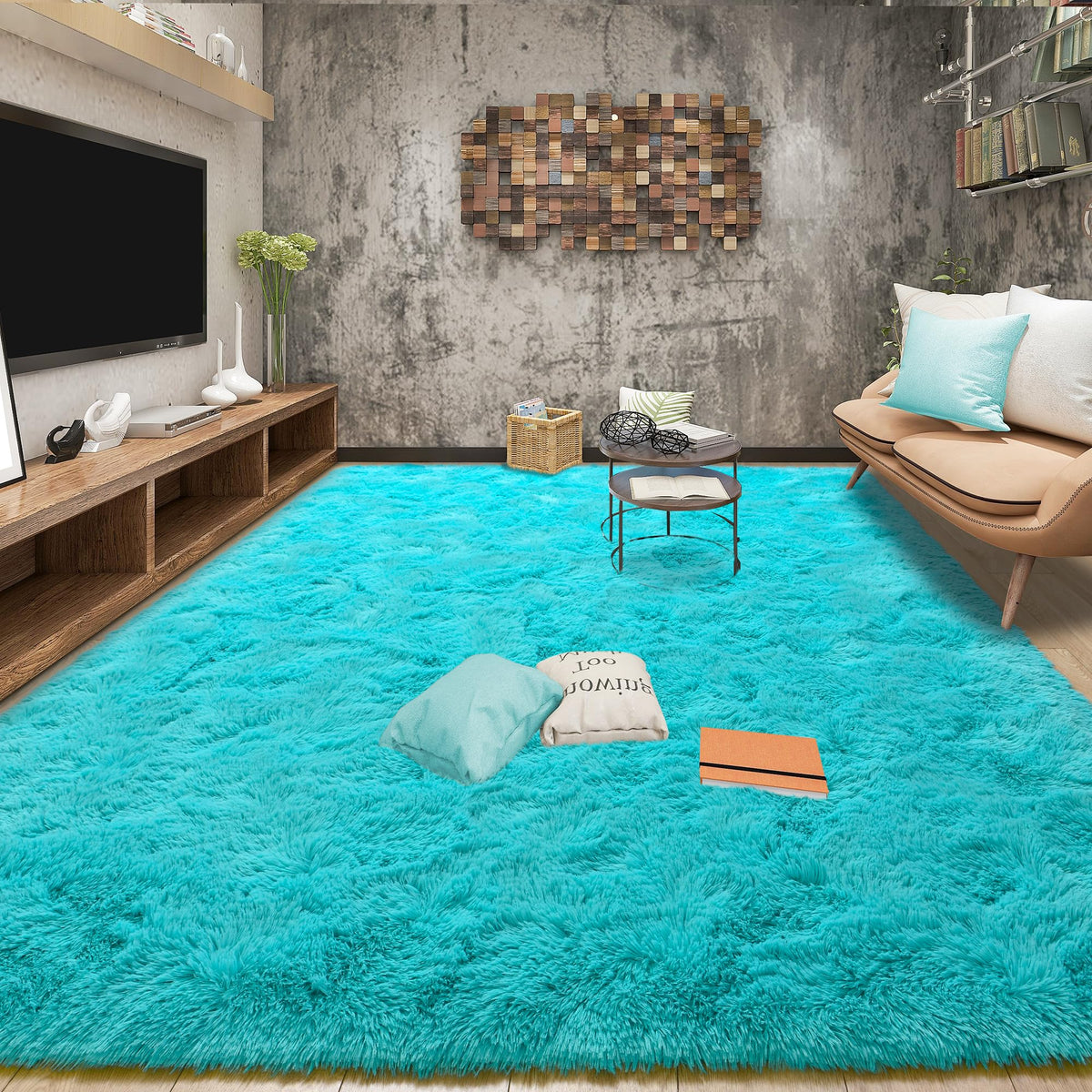 Area Rugs 9x12 for Living Room, Super Soft Fluffy Rugs for Bedroom | Modern Shaggy Rug Fuzzy Carpets for Kids, Plush Indoor Nursery Home Decor Rug with Non-Slip Bottom, Black
