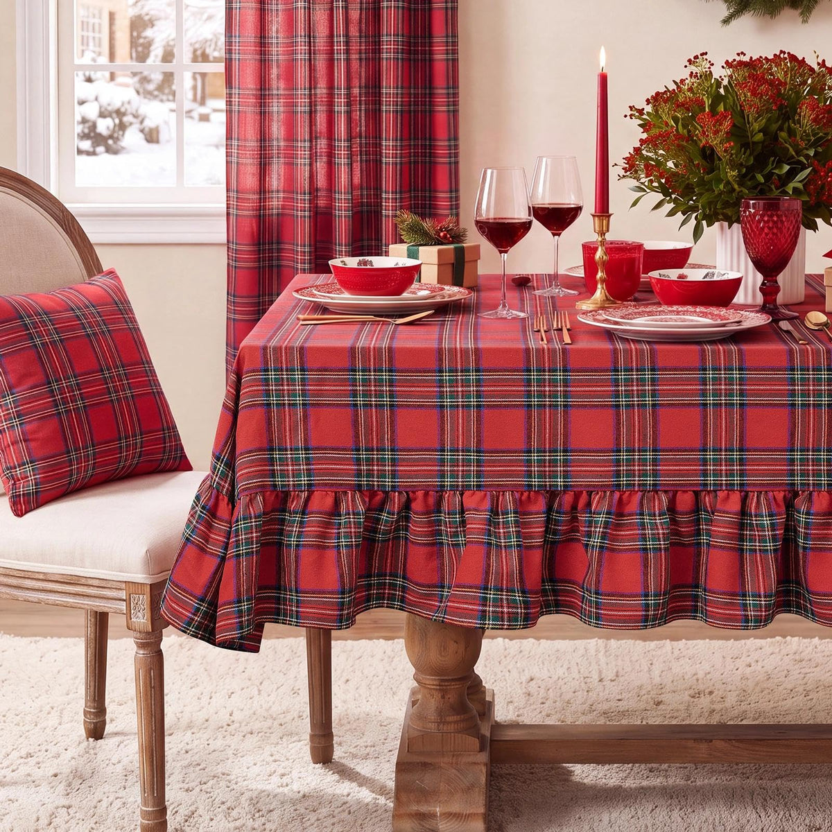 Softalker Outdoor Checkered Tablecloth, Linen Cotton Gingham Table Cloths for 6 Foot Rectangle Tables with Tassel, Heavy Duty Wrinkle Free Plaid Table Cover for Picnic Camping - 55 x 84 Inch, Sage