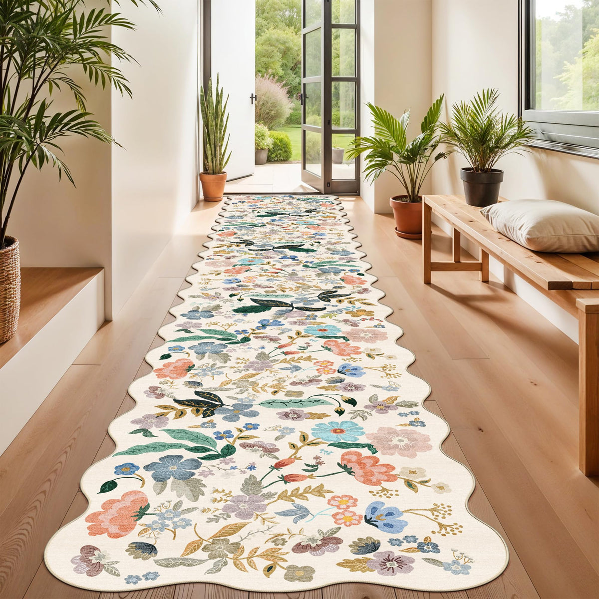 2x6 Hallway Washable Runner Rug : Vintage Soft Kitchen Laundry Runner with Non Slip Backing Farmhouse Entryway Living Room Floor Mat Stain Resistant Carpet for Bedroom Bathroom Distressed Beside Rug