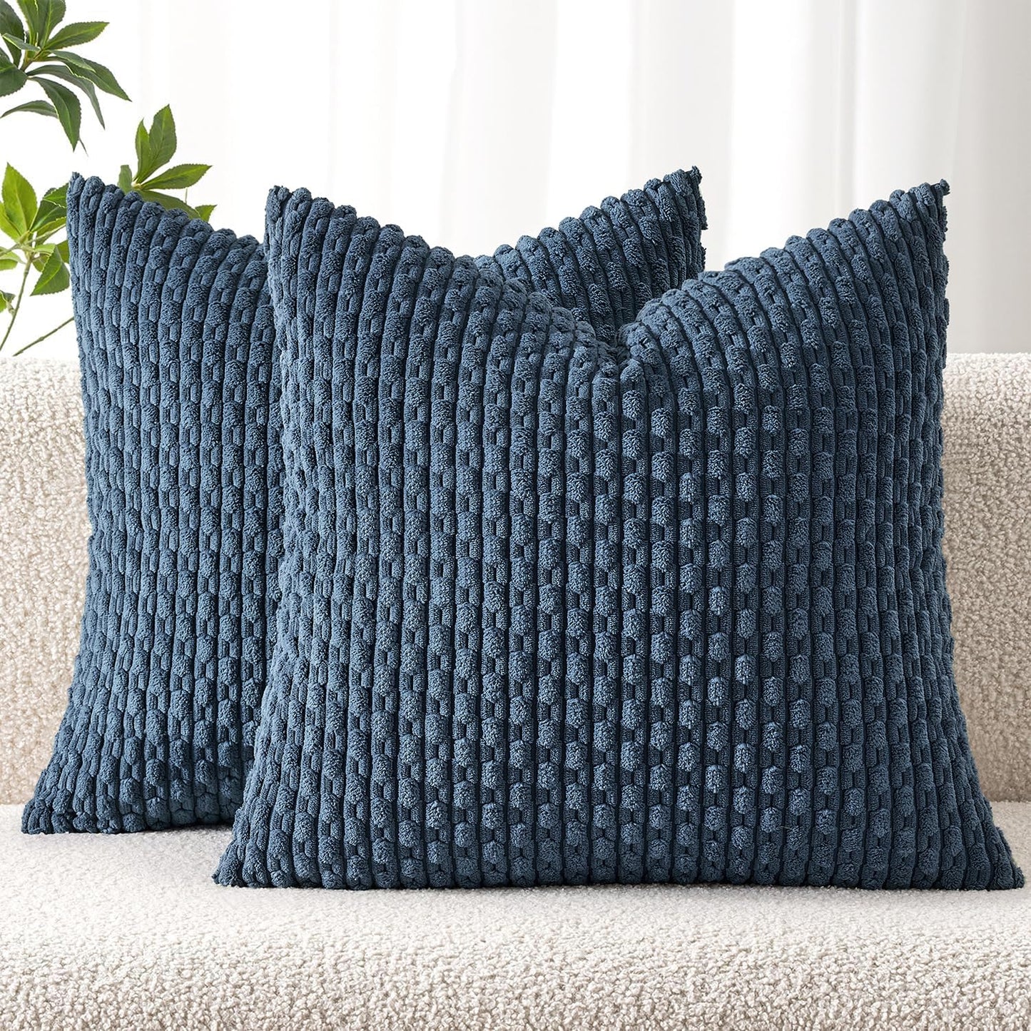 MIULEE Decorative Throw Pillow Covers 18x18 Sage Green Textured Corduroy | Pack of 2 Striped Pillow Covers Modern Farmhouse Home Decor for Couch Bed Sofa Living Room