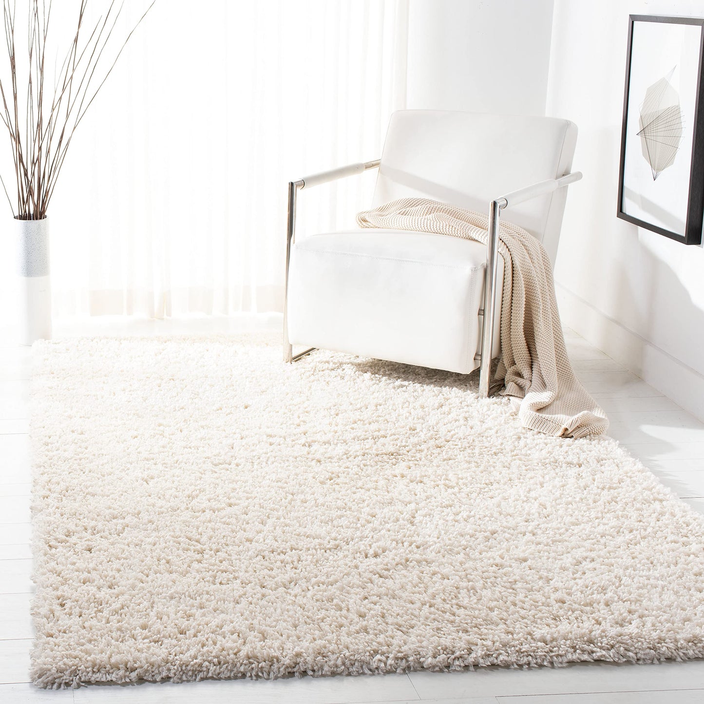 SAFAVIEH August Shag Collection Area Rug - 10' x 14', Green, Solid Design, Non-Shedding & Easy Care, 1.5-inch Thick Ideal for High Traffic Areas in Living Room, Bedroom (AUG200Y)