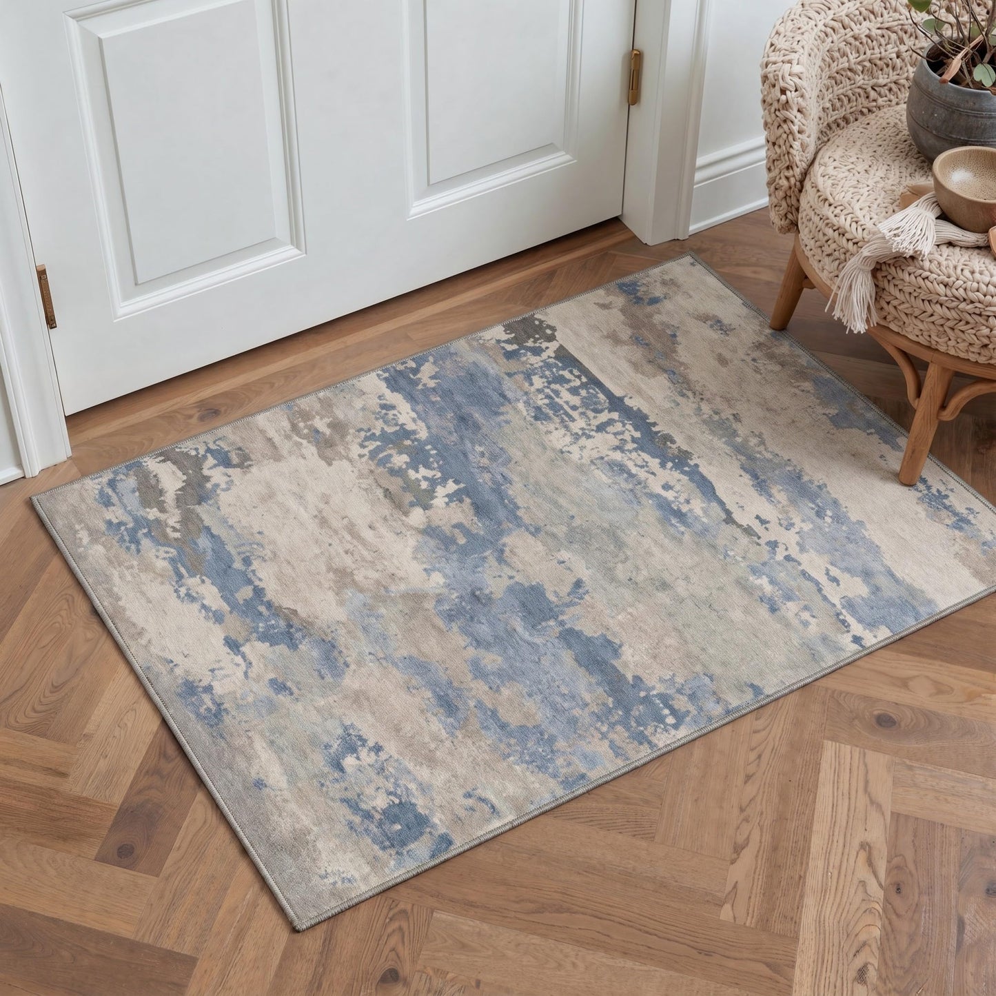 BEIMO 5x7 Green Abstract Area Rug, Washable Non-Slip for Bedroom | Soft Low-Pile Carpet, Lightweight and Easy to Vacuum, Sage Living Rooms, Dining Rooms, Bedrooms, and Home Offices