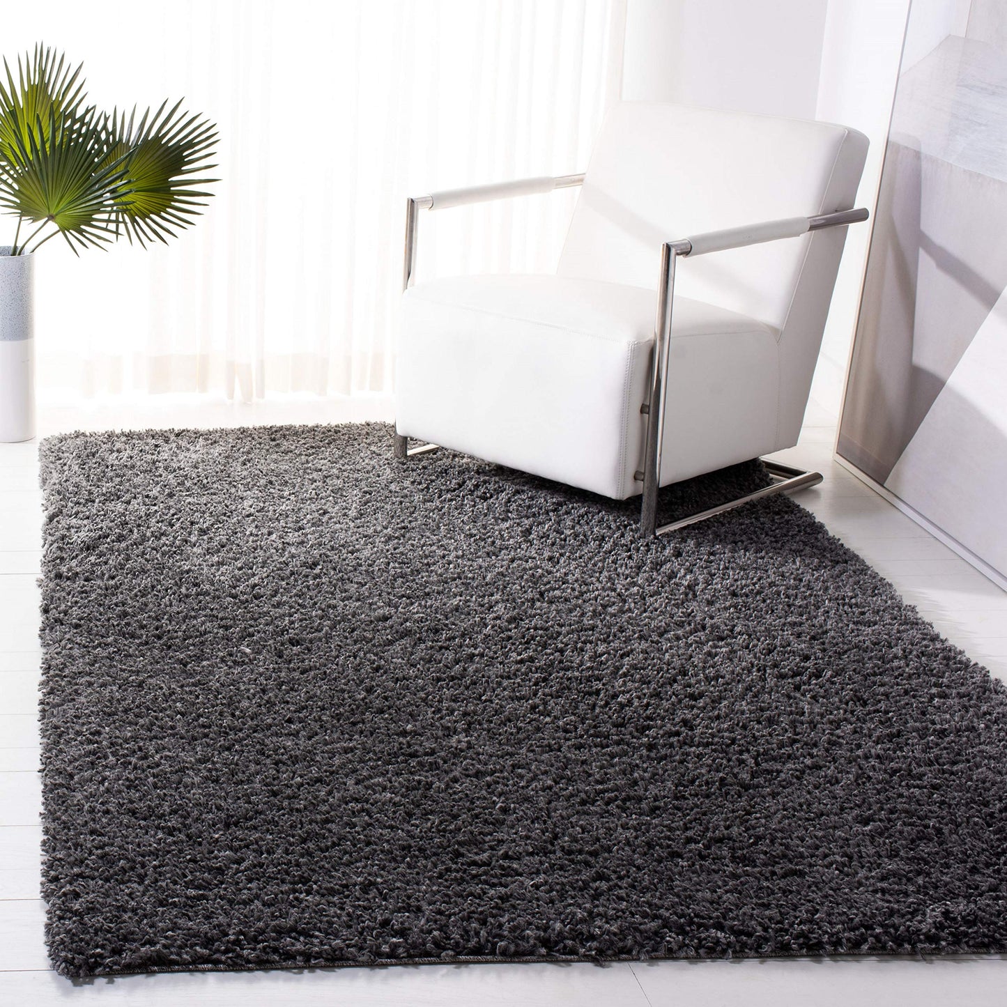 SAFAVIEH August Shag Collection Area Rug - 10' x 14', Green, Solid Design, Non-Shedding & Easy Care, 1.5-inch Thick Ideal for High Traffic Areas in Living Room, Bedroom (AUG200Y)