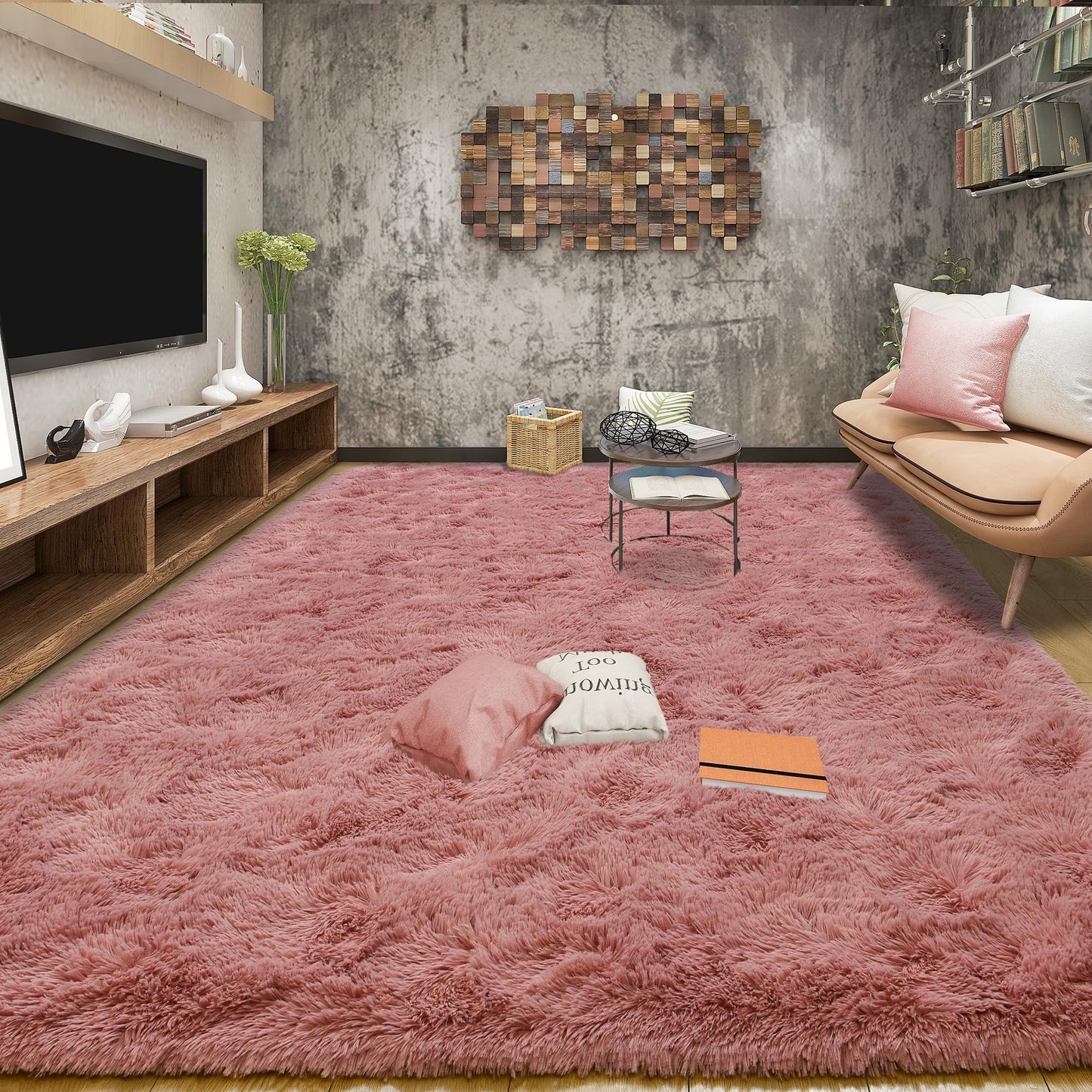 Area Rugs 9x12 for Living Room, Super Soft Fluffy Rugs for Bedroom | Modern Shaggy Rug Fuzzy Carpets for Kids, Plush Indoor Nursery Home Decor Rug with Non-Slip Bottom, Black