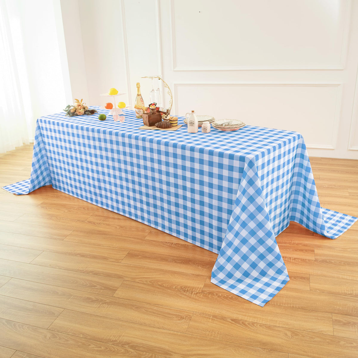 Waterproof Checkered Tablecloth Fabric - Rectangle 58x84 Inch Classic Gingham Buffalo Plaid Table Cloth for Indoor/Outdoor Use - Washable Table Cover for Kitchen, BBQs, and Parties