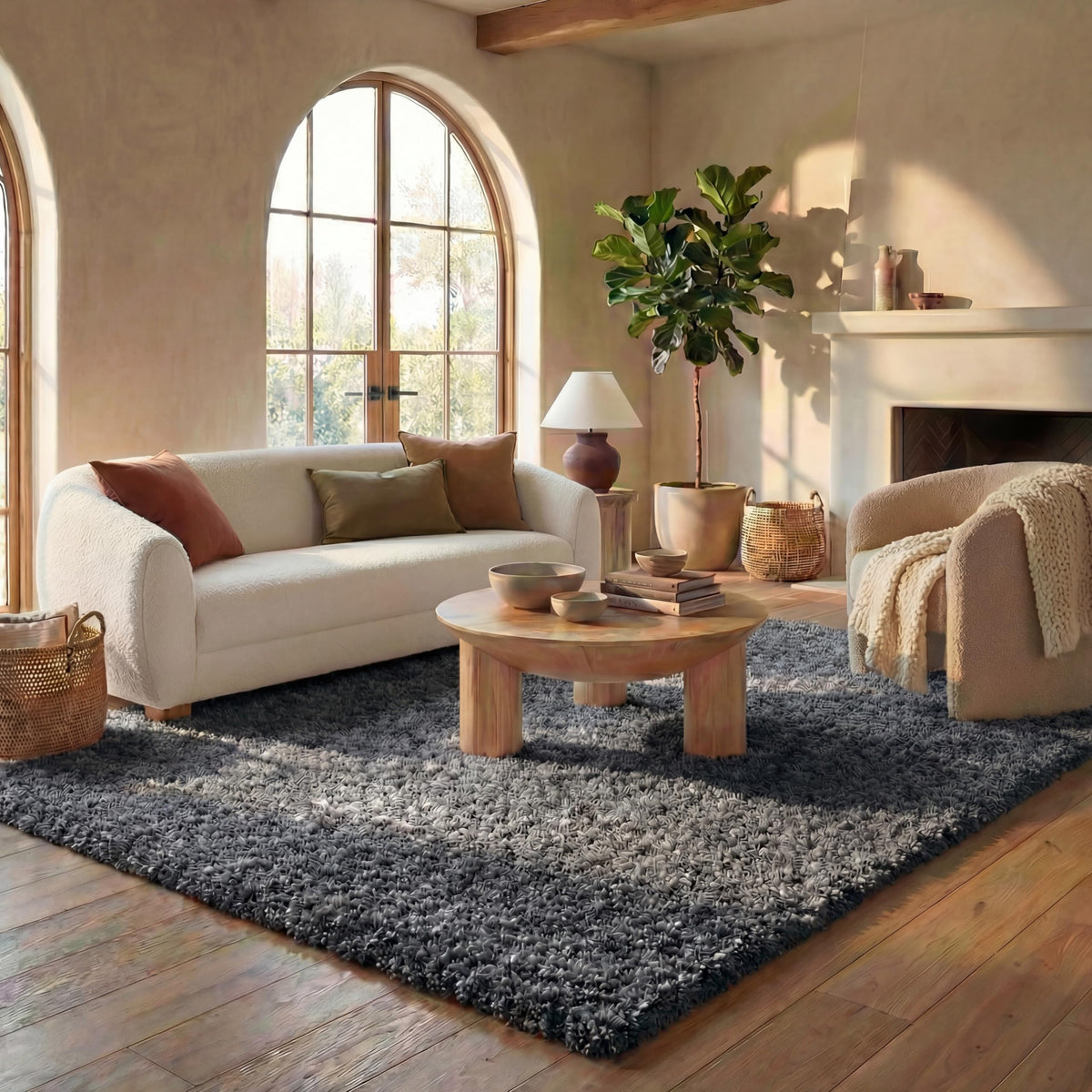 SAFAVIEH California Shag Collection Area Rug - 8' x 10', Ivory, Non-Shedding & Easy to Clean, Ultra Plush Thick Pile, Ideal for Living Room, Bedroom, Dining Space (SG151-1212)