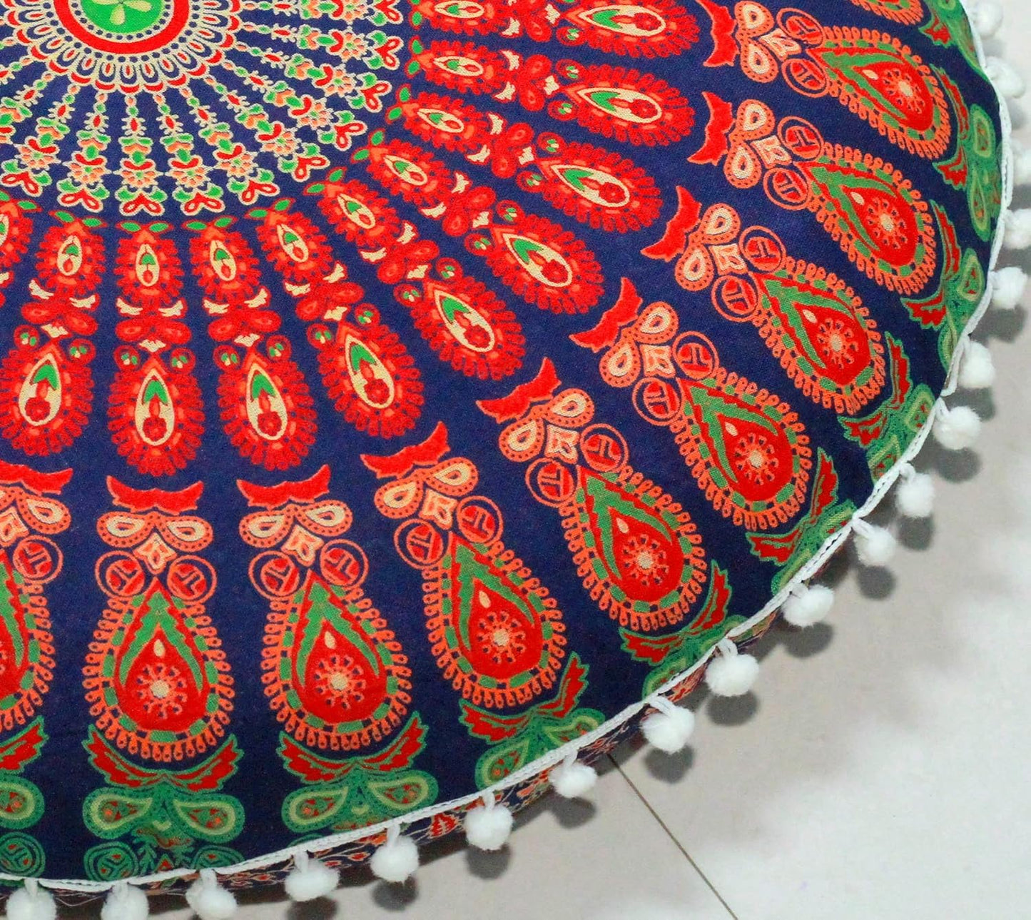 Large Round seat Floor Cushion Chair Ottoman Cover Pouf Pillow Meditation Floor Cushions for Adults Seating pouffe Ottoman Throw Covers Craft Room Furniture for Sitting Cover 22 Inches (Multi Nap)