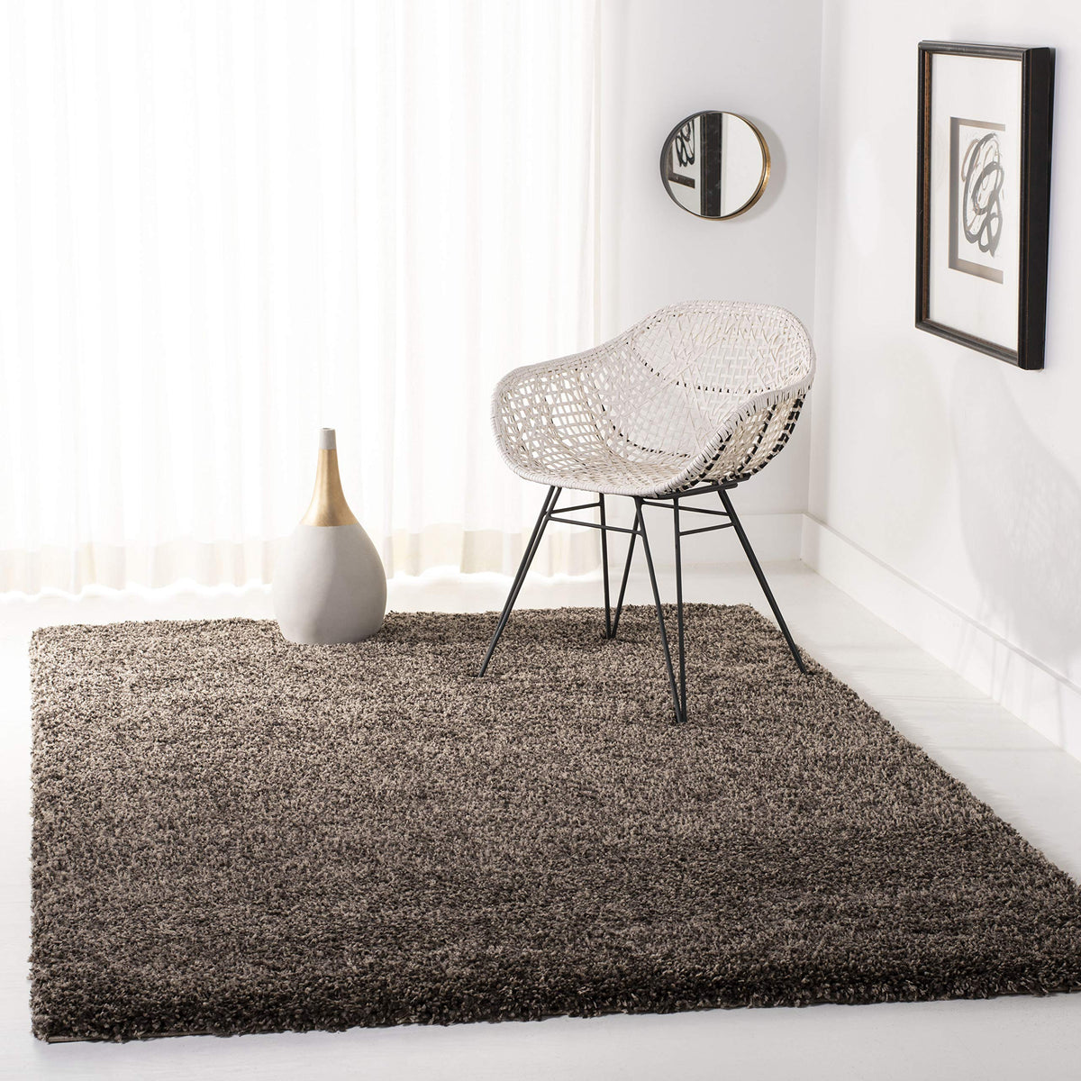 SAFAVIEH California Shag Collection Area Rug - 8' x 10', Ivory, Non-Shedding & Easy to Clean, Ultra Plush Thick Pile, Ideal for Living Room, Bedroom, Dining Space (SG151-1212)