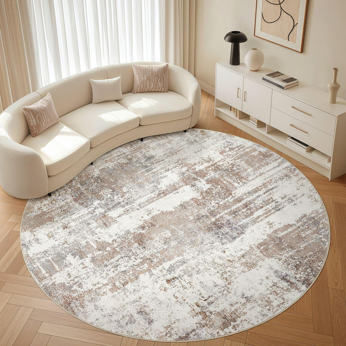 LOONGRUG Area Rug 5x7 Washable Neutral Modern Abstract Living Room Rugs | Soft Stain Resistant Non-Slip Indoor Carpet for Bedroom Nursery Playroom Dining Room Office Dorm Home