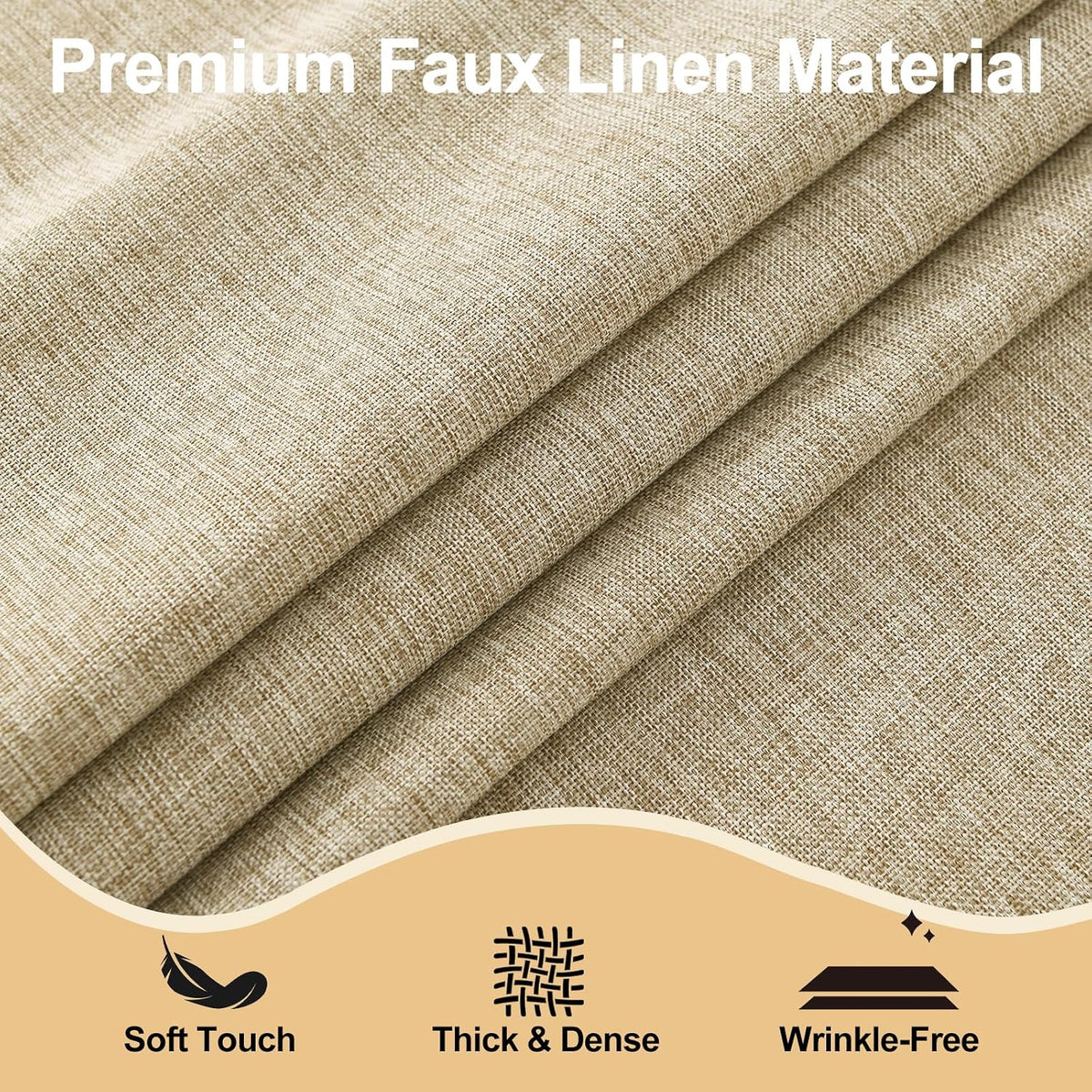 JIUZHEN Rectangle Table Cloth Faux Linen Farmhouse Tablecloth, Wrinkle and Stain Resistant Decorative Fabric Rectangular Spring Table Cover for Dining/Party/Birthday/Wedding, Beige, 54 x 80 Inch