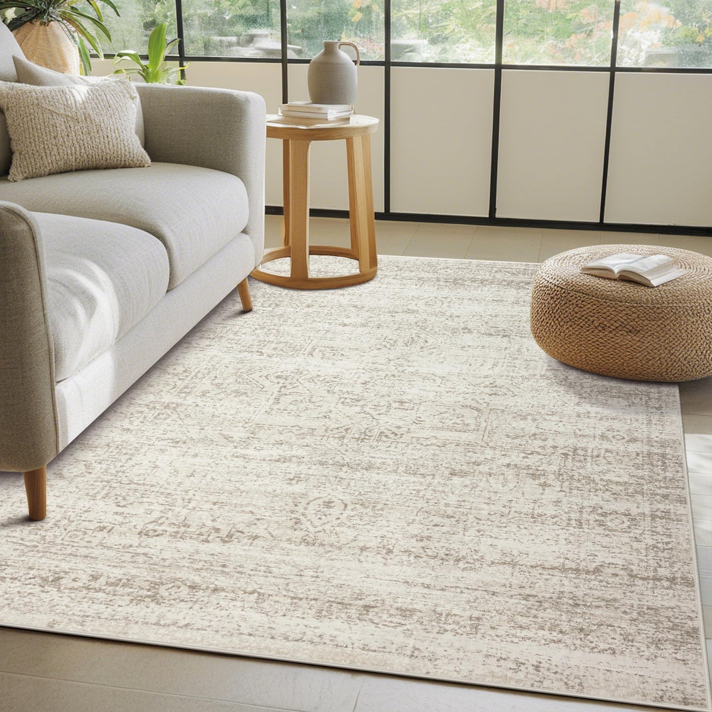 Washable Rugs 8x10 Area Rugs for Living Room,Bedroom,Dining Room Carpet | Ultra Soft Faux Wool,Kids & Pet Friendly,Machine Washable,Non-Slip & Non-Shedding,Large Vintage Low Pile Rug for Home Office