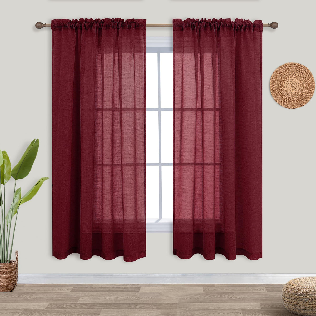 KOUFALL White Sheer Curtains 84 Inches Long 2 Panels,Gauze Cheese Cloth Linen Look Rod Pocket Flowy See Through Curtains for Living Room Bedroom