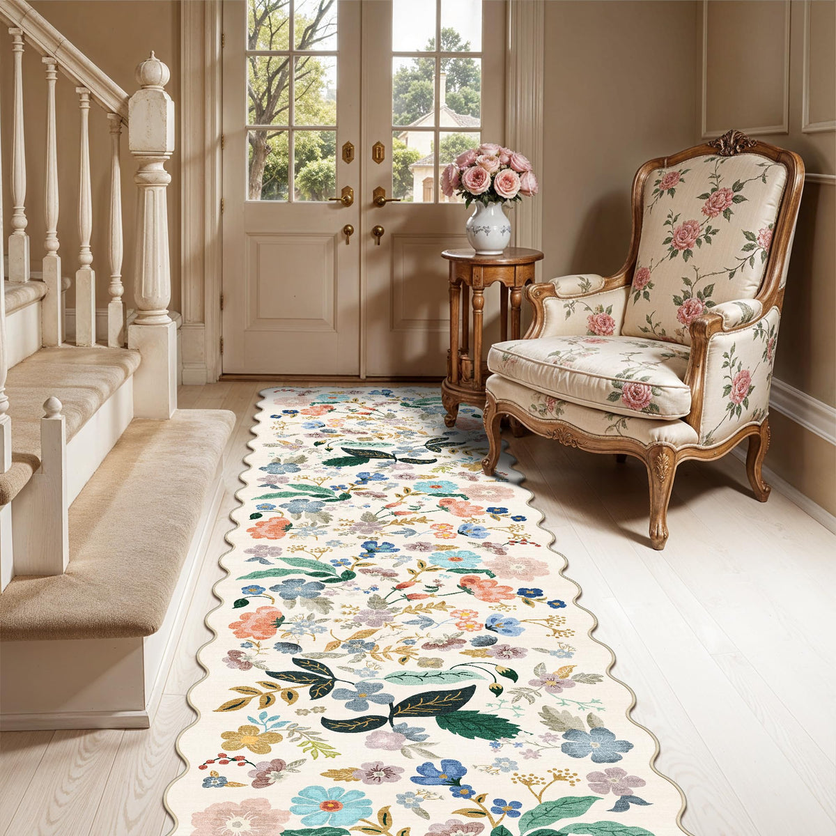 2x6 Hallway Washable Runner Rug : Vintage Soft Kitchen Laundry Runner with Non Slip Backing Farmhouse Entryway Living Room Floor Mat Stain Resistant Carpet for Bedroom Bathroom Distressed Beside Rug