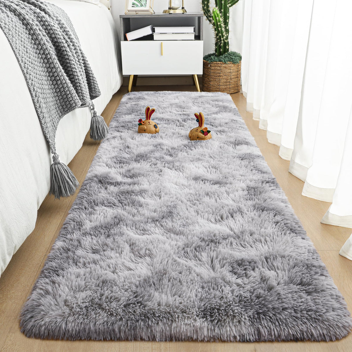 Area Rugs 9x12 for Living Room, Super Soft Fluffy Rugs for Bedroom | Modern Shaggy Rug Fuzzy Carpets for Kids, Plush Indoor Nursery Home Decor Rug with Non-Slip Bottom, Black