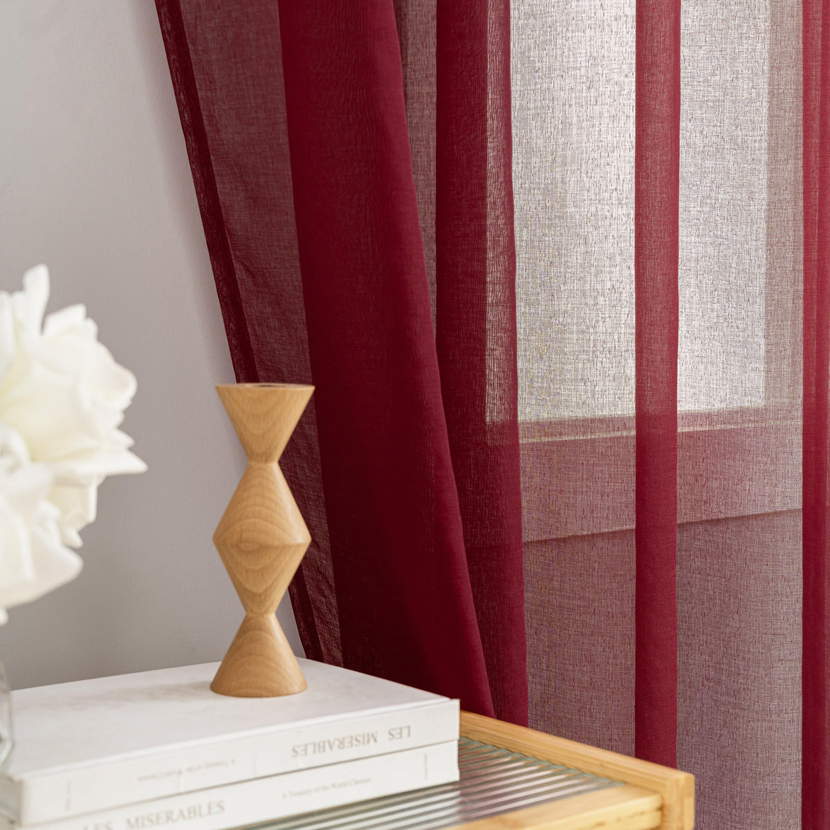MYSTIC-HOME Sheer Curtains White 63 Inch Length, Rod Pocket Voile Drapes for Living Room, Bedroom, Window Treatments Semi Crinkle Curtain Panels for Yard, Patio, Villa, Parlor, Set of 2, 52"x 63"