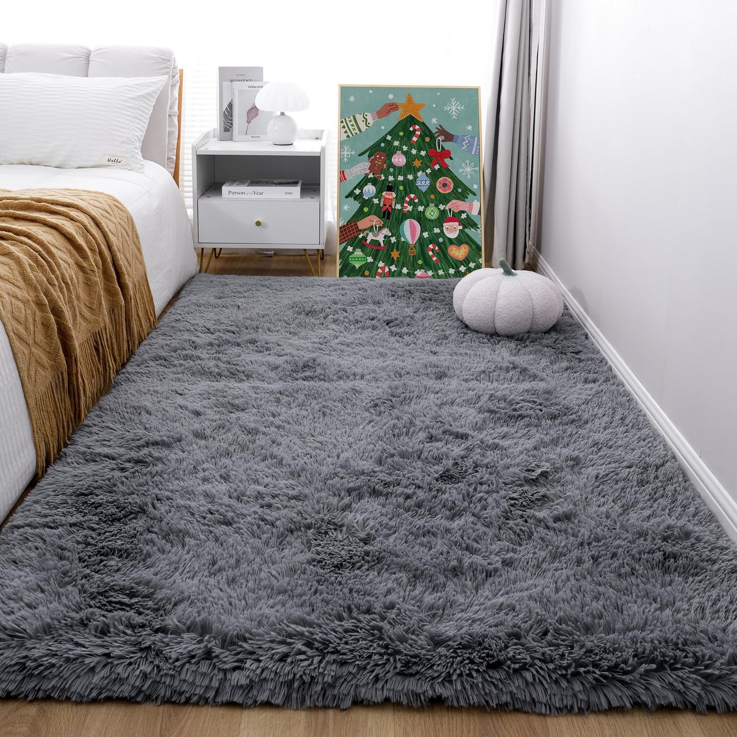 Pink Fluffy 4x6 Area Rugs for Bedroom Girls, Plush Washable Carpet | Area Rug for Kids Room, Nursery, Dorm Room, Non Slip Shaggy Floor Carpet