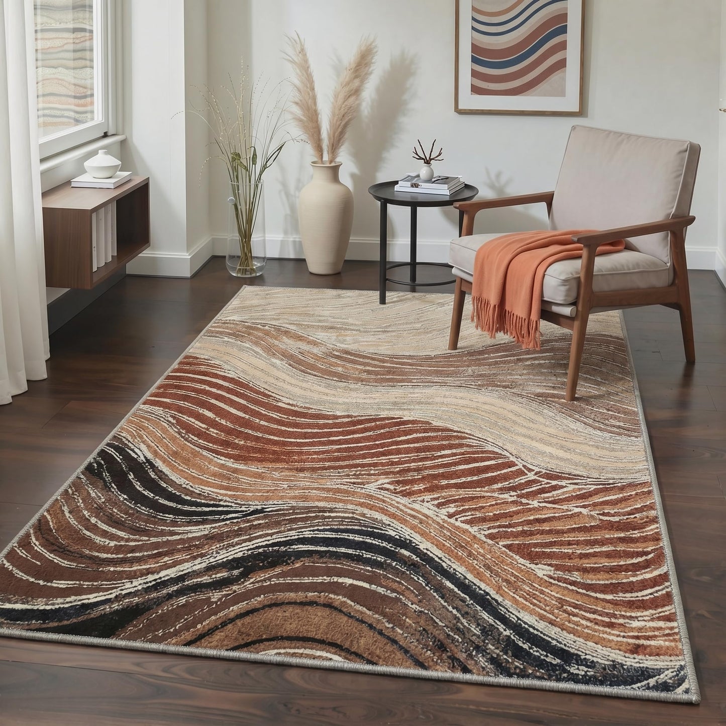 BEIMO 5x7 Green Abstract Area Rug, Washable Non-Slip for Bedroom | Soft Low-Pile Carpet, Lightweight and Easy to Vacuum, Sage Living Rooms, Dining Rooms, Bedrooms, and Home Offices