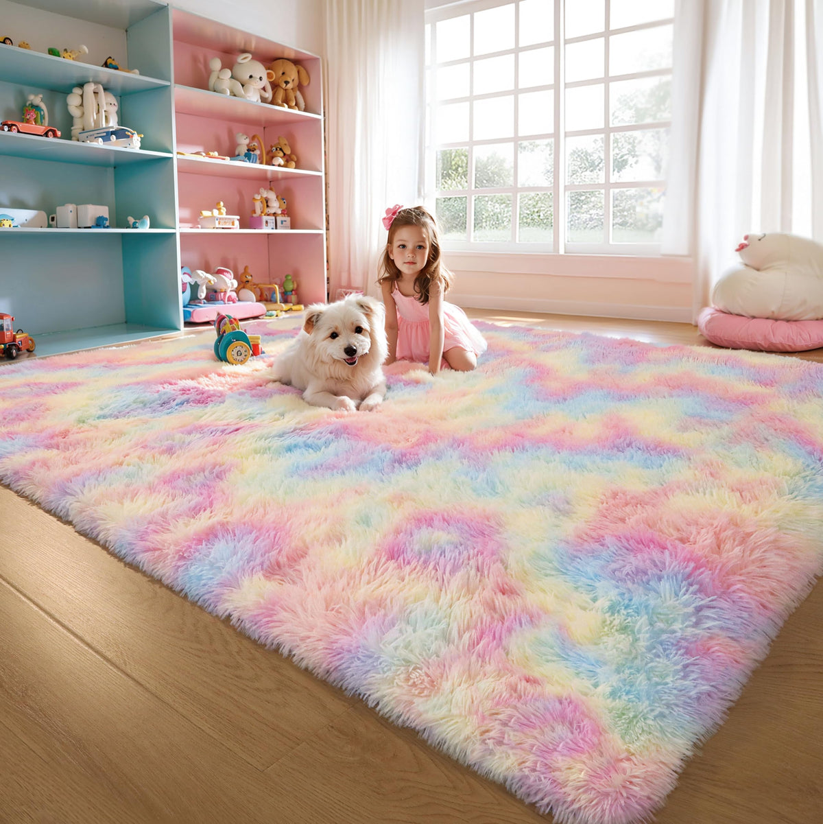 Pink Fluffy 4x6 Area Rugs for Bedroom Girls, Plush Washable Carpet | Area Rug for Kids Room, Nursery, Dorm Room, Non Slip Shaggy Floor Carpet