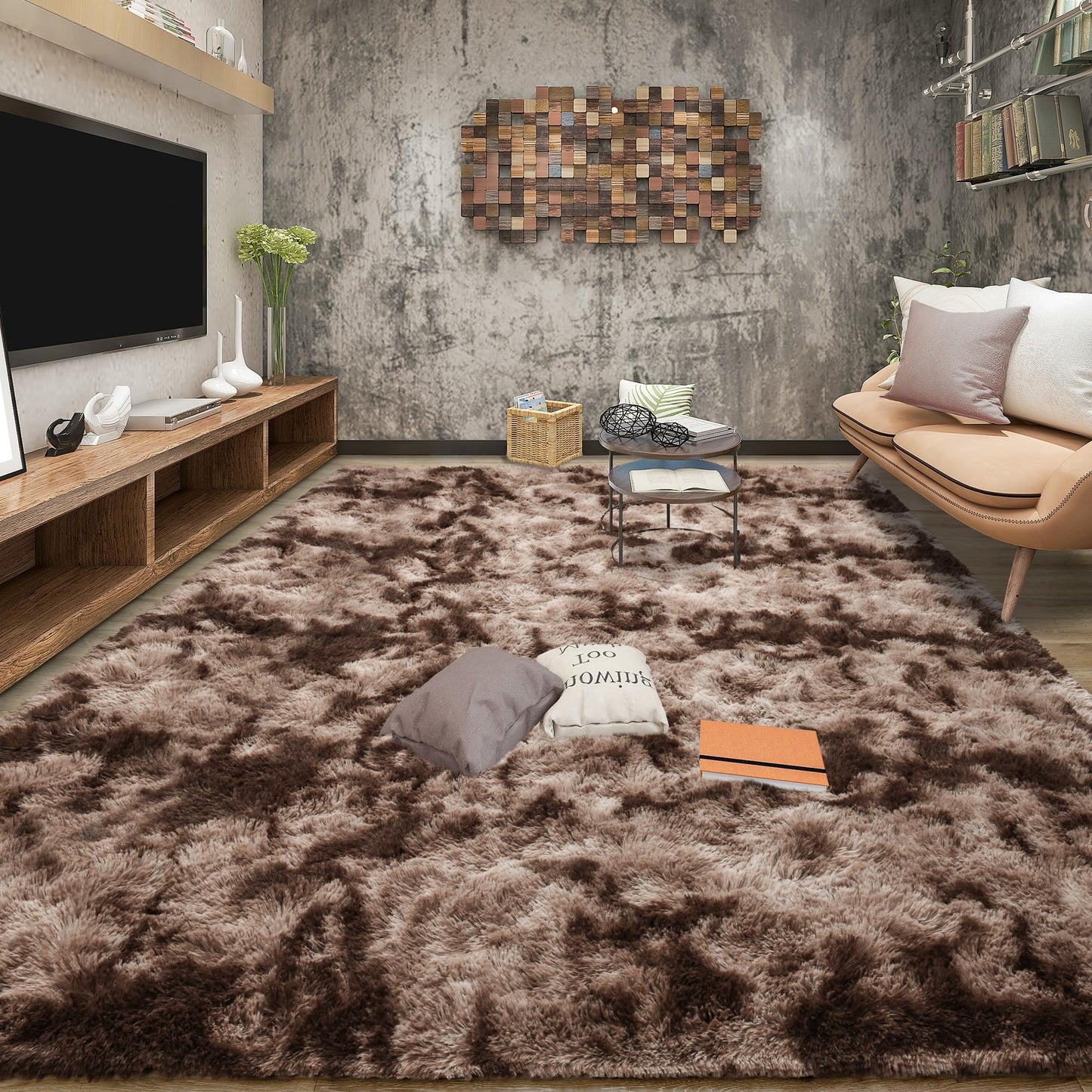 Area Rugs 9x12 for Living Room, Super Soft Fluffy Rugs for Bedroom | Modern Shaggy Rug Fuzzy Carpets for Kids, Plush Indoor Nursery Home Decor Rug with Non-Slip Bottom, Black