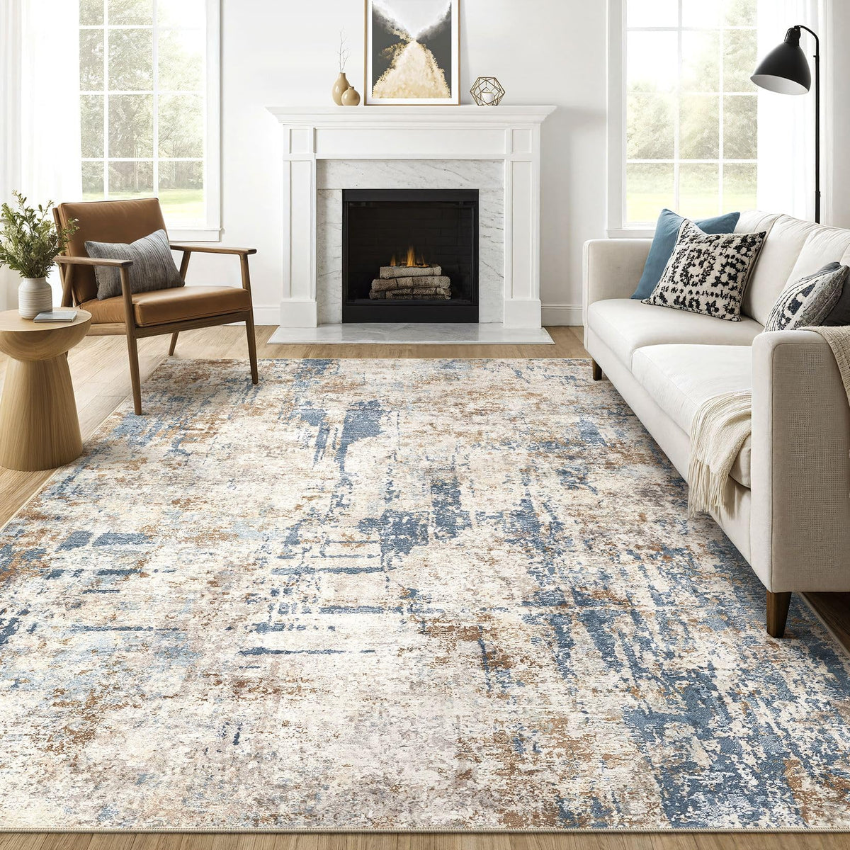 LOONGRUG Area Rug 5x7 Washable Neutral Modern Abstract Living Room Rugs | Soft Stain Resistant Non-Slip Indoor Carpet for Bedroom Nursery Playroom Dining Room Office Dorm Home
