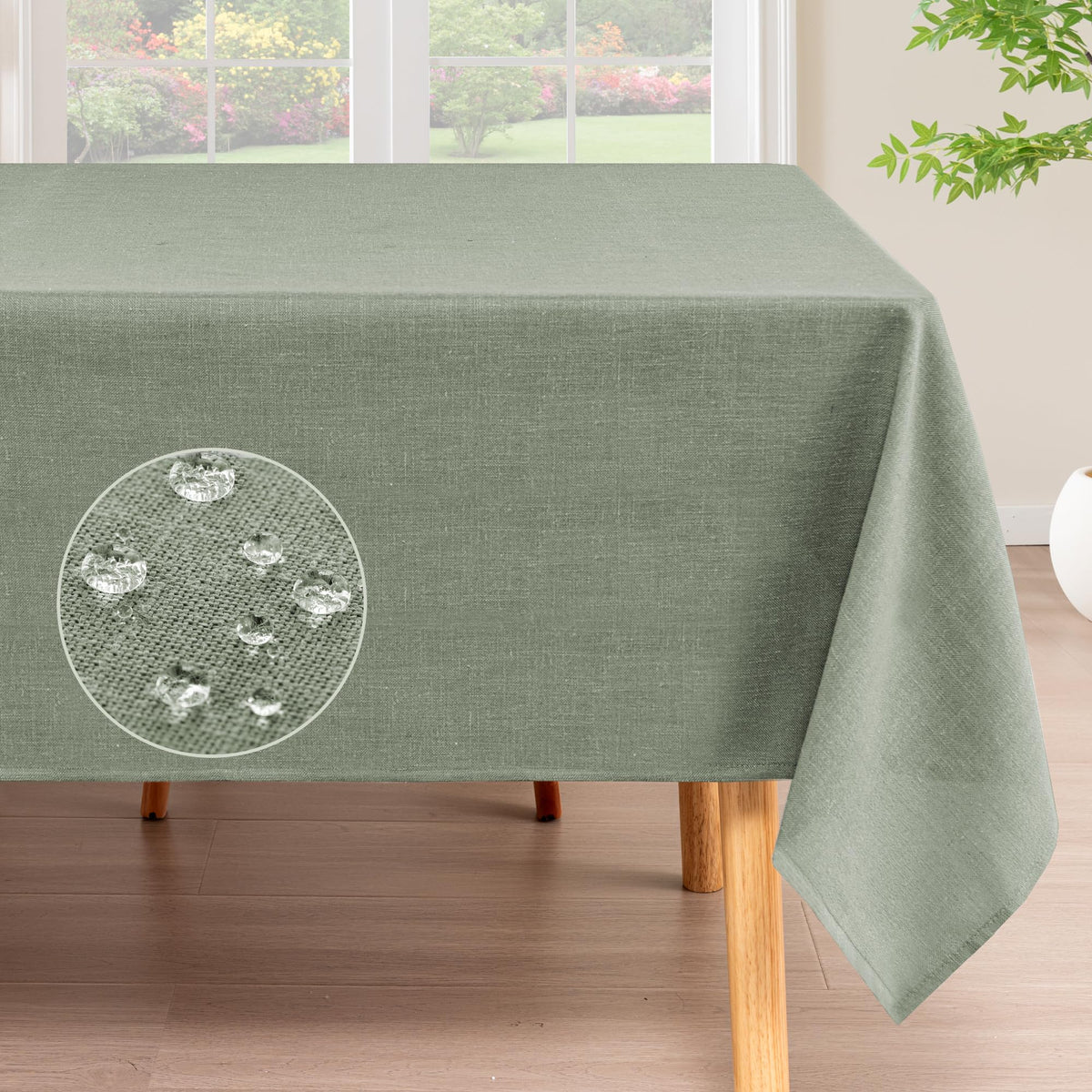 H.VERSAILTEX Linen Textured Table Cloths 60 x 120 Inch Premium Solid Tablecloth Spill-Proof Waterproof Table Cover for Dining Buffet Feature Extra Soft and Thick Fabric Wrinkle Free, Taupe