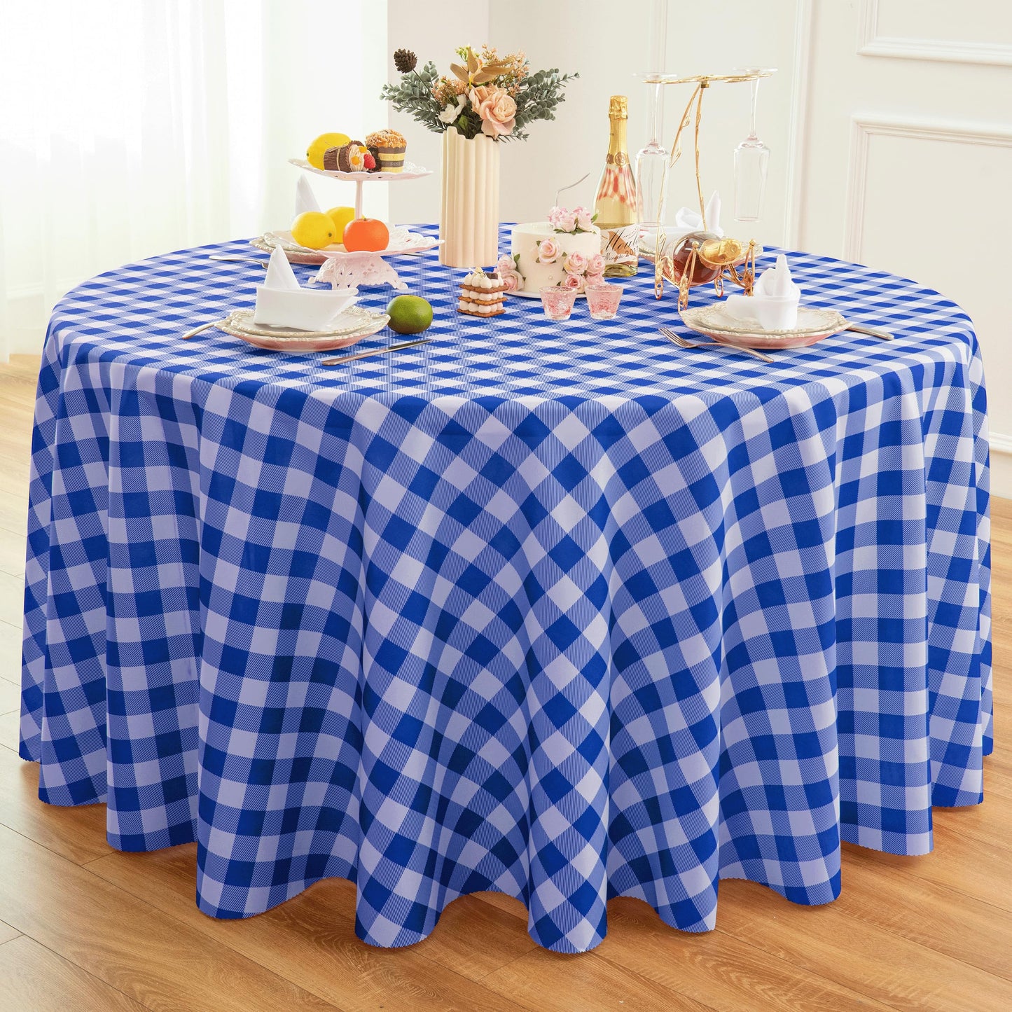 Waterproof Checkered Tablecloth Fabric - Rectangle 58x84 Inch Classic Gingham Buffalo Plaid Table Cloth for Indoor/Outdoor Use - Washable Table Cover for Kitchen, BBQs, and Parties