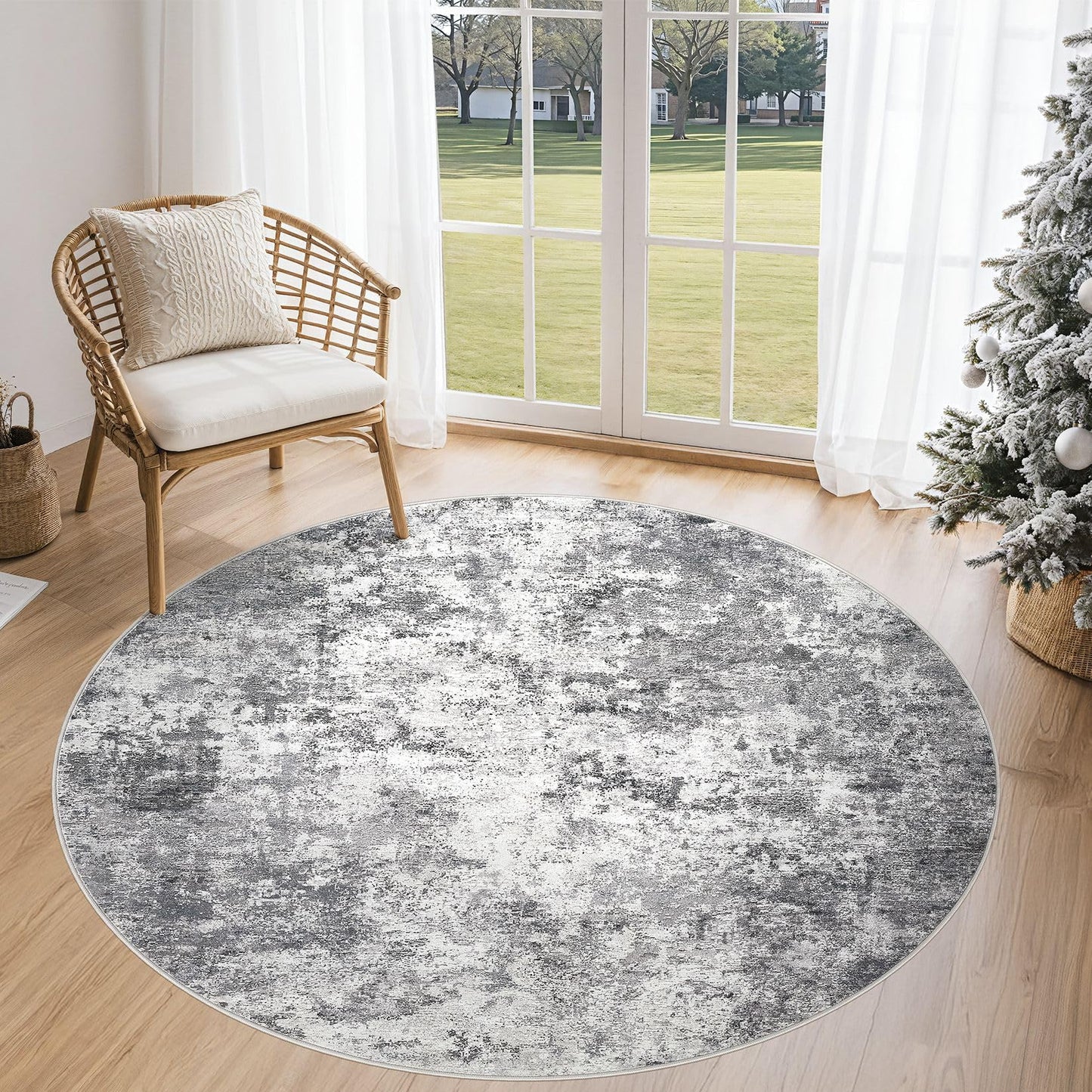 UERMEI 9x12 Area Rug Living Room Rugs - Washable Neutral Modern Abstract Soft Thin Large Rug Indoor Floor No Slip Rug Carpet for Bedroom Under Dining Table Home Office Decor - Brown Grey