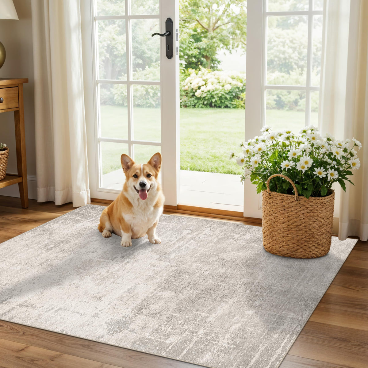 2x6 Hallway Washable Runner Rug : Vintage Soft Kitchen Laundry Runner with Non Slip Backing Farmhouse Entryway Living Room Floor Mat Stain Resistant Carpet for Bedroom Bathroom Distressed Beside Rug