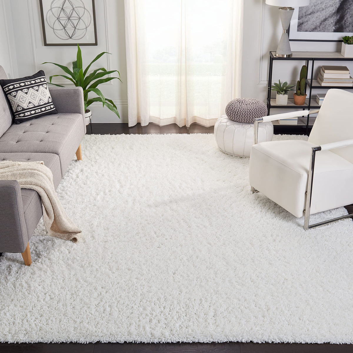 SAFAVIEH August Shag Collection Area Rug - 10' x 14', Green, Solid Design, Non-Shedding & Easy Care, 1.5-inch Thick Ideal for High Traffic Areas in Living Room, Bedroom (AUG200Y)