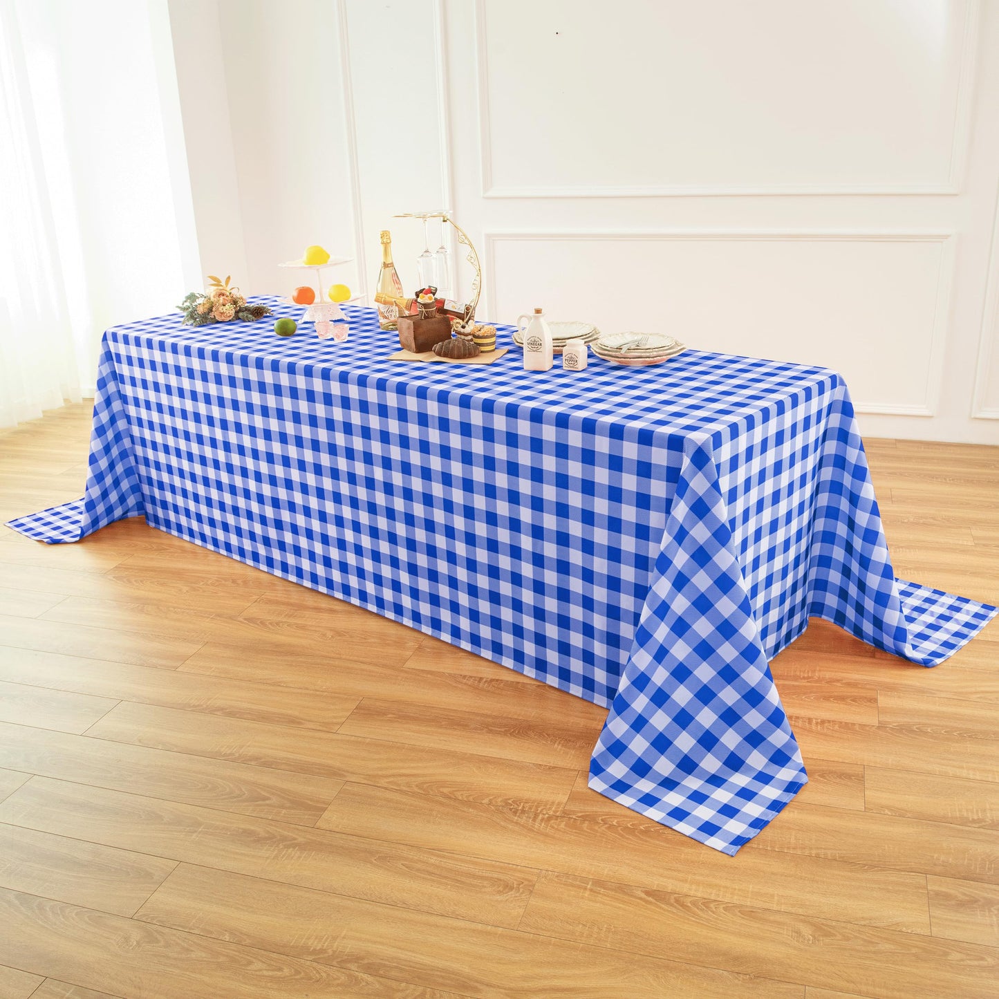 Waterproof Checkered Tablecloth Fabric - Rectangle 58x84 Inch Classic Gingham Buffalo Plaid Table Cloth for Indoor/Outdoor Use - Washable Table Cover for Kitchen, BBQs, and Parties