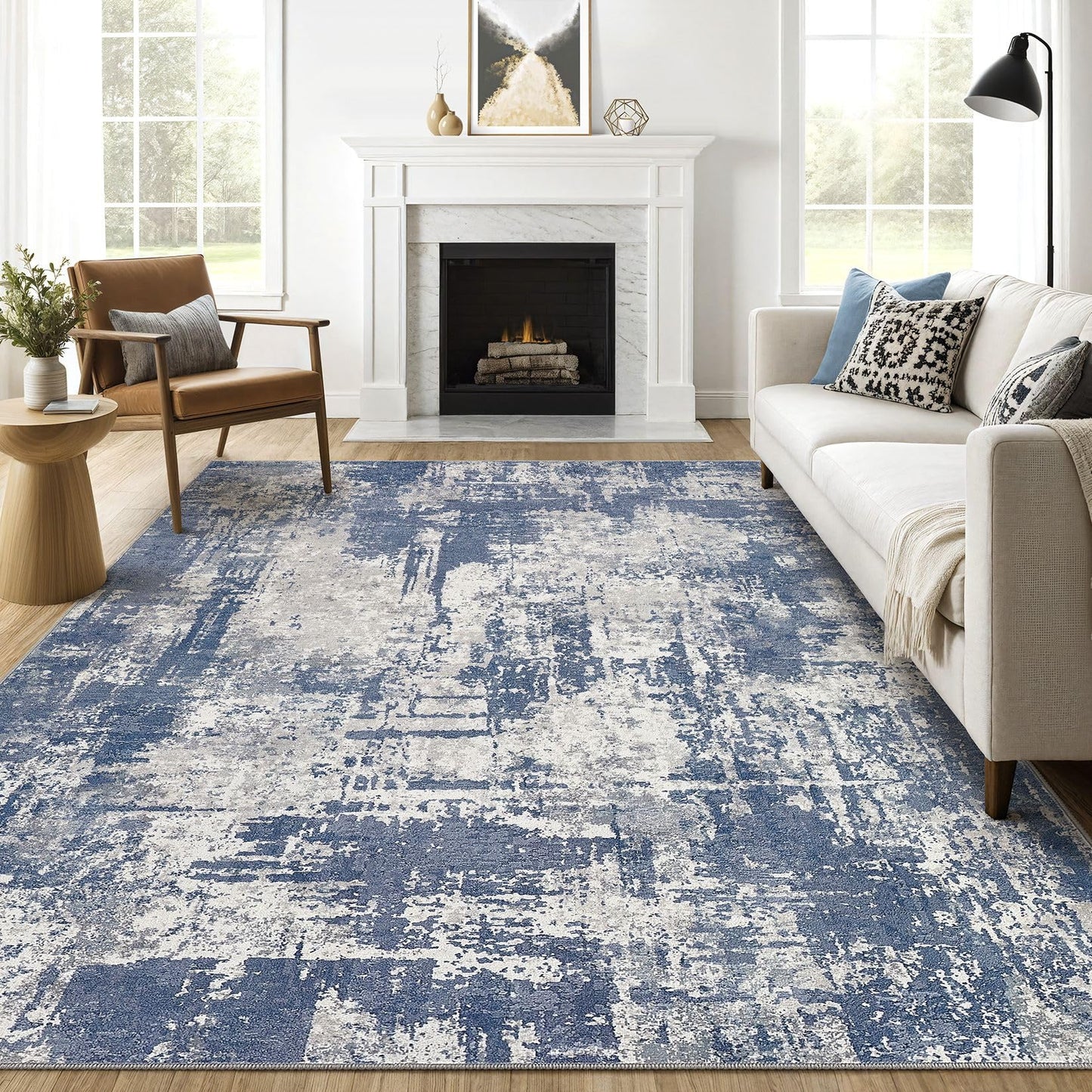 LOONGRUG Area Rug 5x7 Washable Neutral Modern Abstract Living Room Rugs | Soft Stain Resistant Non-Slip Indoor Carpet for Bedroom Nursery Playroom Dining Room Office Dorm Home