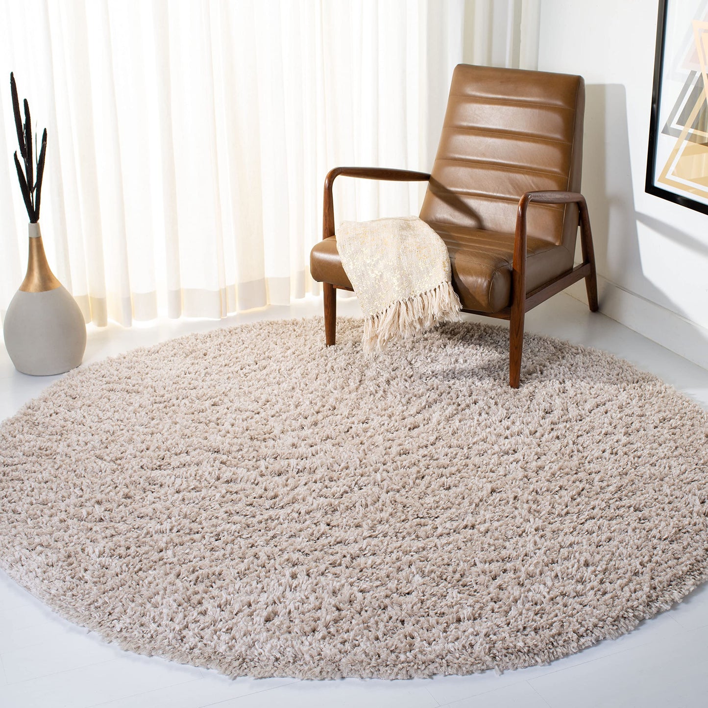 SAFAVIEH August Shag Collection Area Rug - 10' x 14', Green, Solid Design, Non-Shedding & Easy Care, 1.5-inch Thick Ideal for High Traffic Areas in Living Room, Bedroom (AUG200Y)
