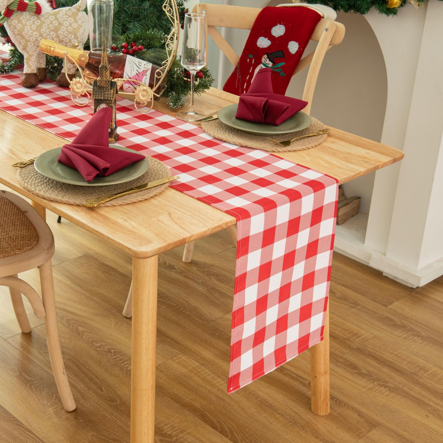 Waterproof Checkered Tablecloth Fabric - Rectangle 58x84 Inch Classic Gingham Buffalo Plaid Table Cloth for Indoor/Outdoor Use - Washable Table Cover for Kitchen, BBQs, and Parties