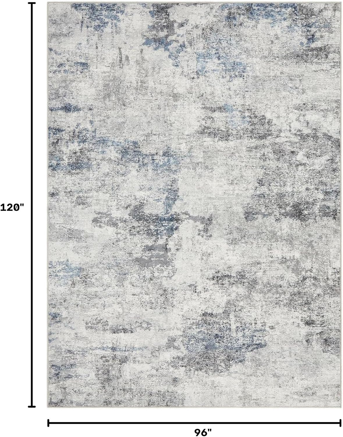 DMOYEST 8x10 Area Rug for Living Room Washable Abstract Indoor Carpet | Neutral Modern Low Pile Rugs Kid & Pet Friendly Large Soft Thin Carpet for Bedroom Dining Room - Grey Blue