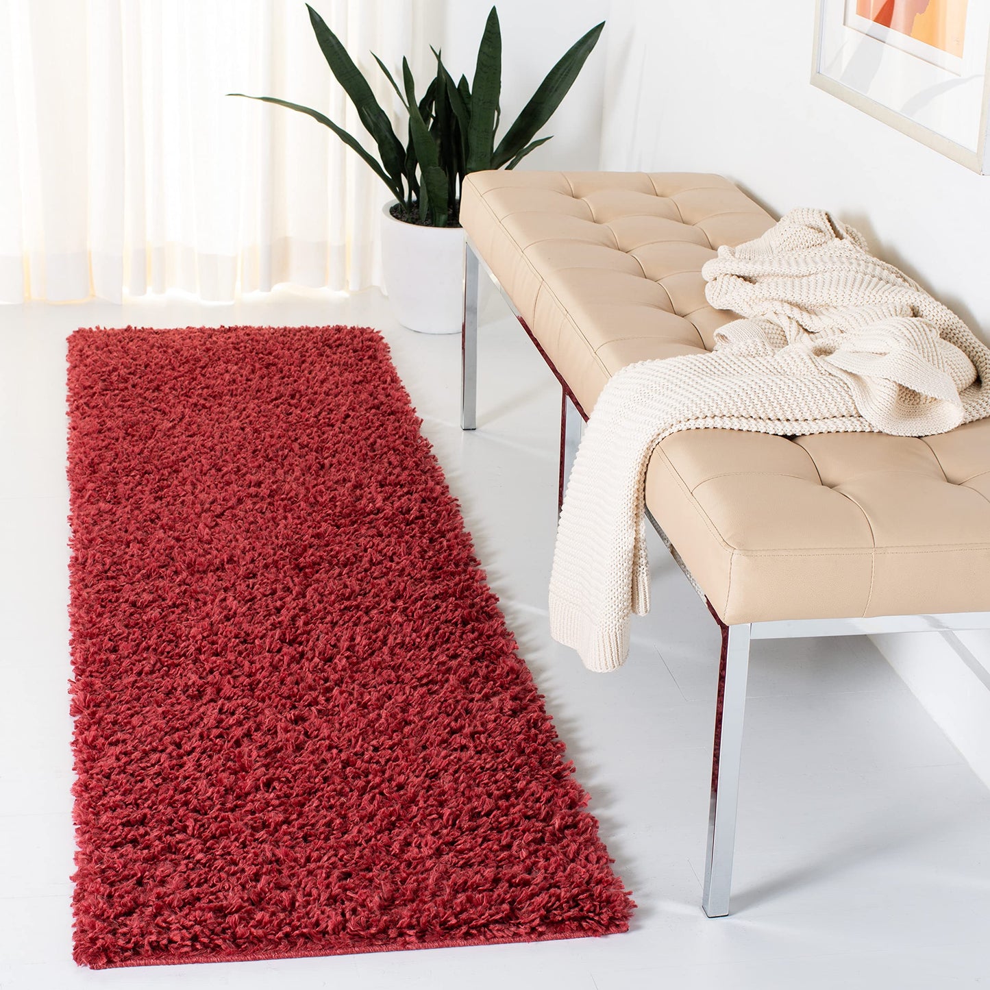 SAFAVIEH August Shag Collection Area Rug - 10' x 14', Green, Solid Design, Non-Shedding & Easy Care, 1.5-inch Thick Ideal for High Traffic Areas in Living Room, Bedroom (AUG200Y)