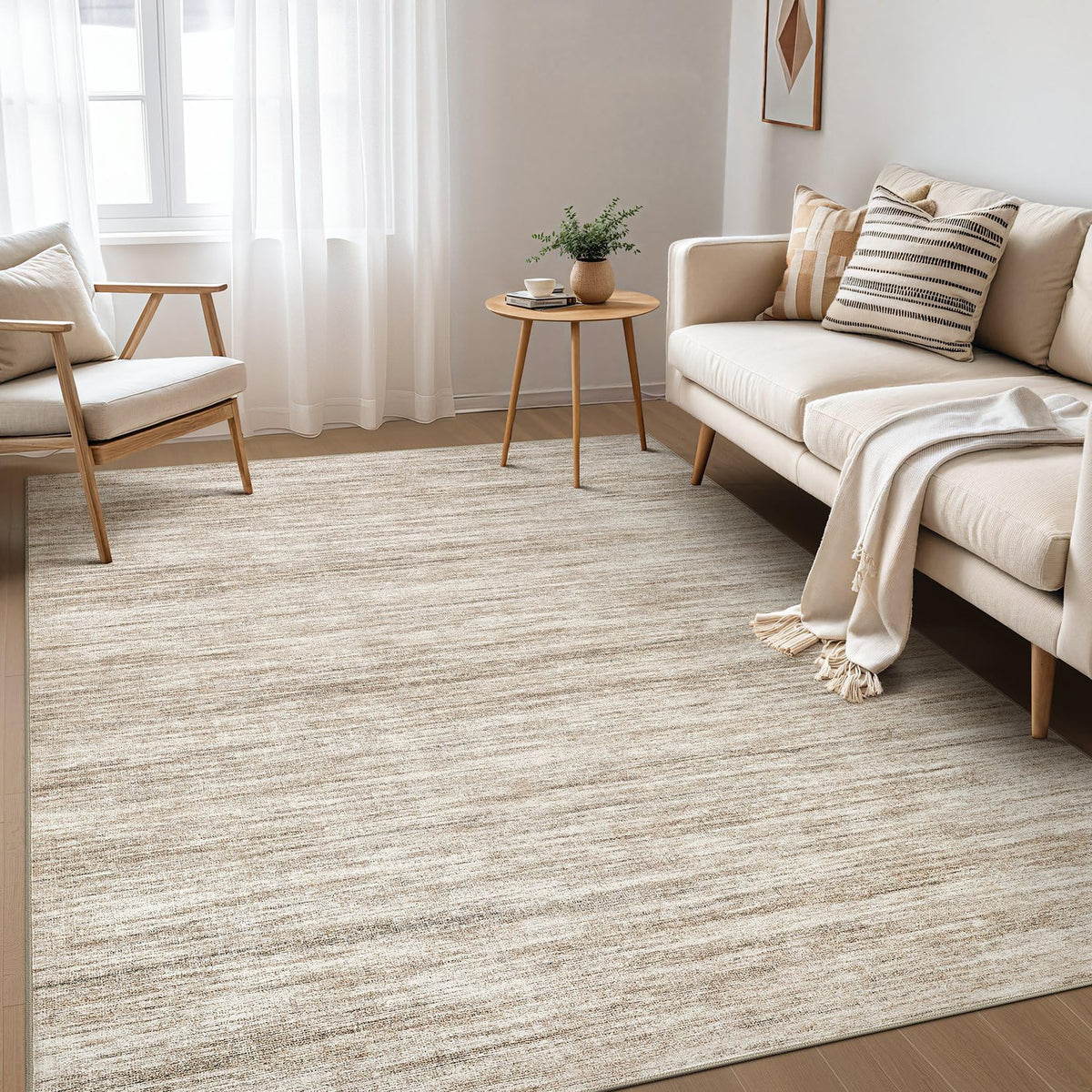 Nakagishi Boho 5x7 Area Rug Living Room Rugs Machine Washable Beige/Brown | Soft, Pet & Kid Friendly, Carpet for Living Room/Bedroom/Office/Kitchen/Nursery, Daily Home Decor Stain Resistant Moroccan
