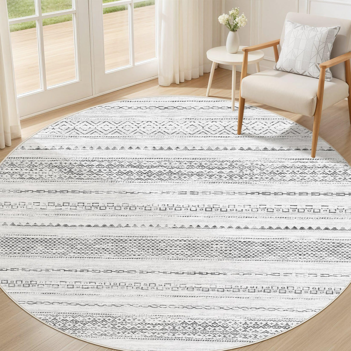 Nakagishi Boho 5x7 Area Rug Living Room Rugs Machine Washable Beige/Brown | Soft, Pet & Kid Friendly, Carpet for Living Room/Bedroom/Office/Kitchen/Nursery, Daily Home Decor Stain Resistant Moroccan