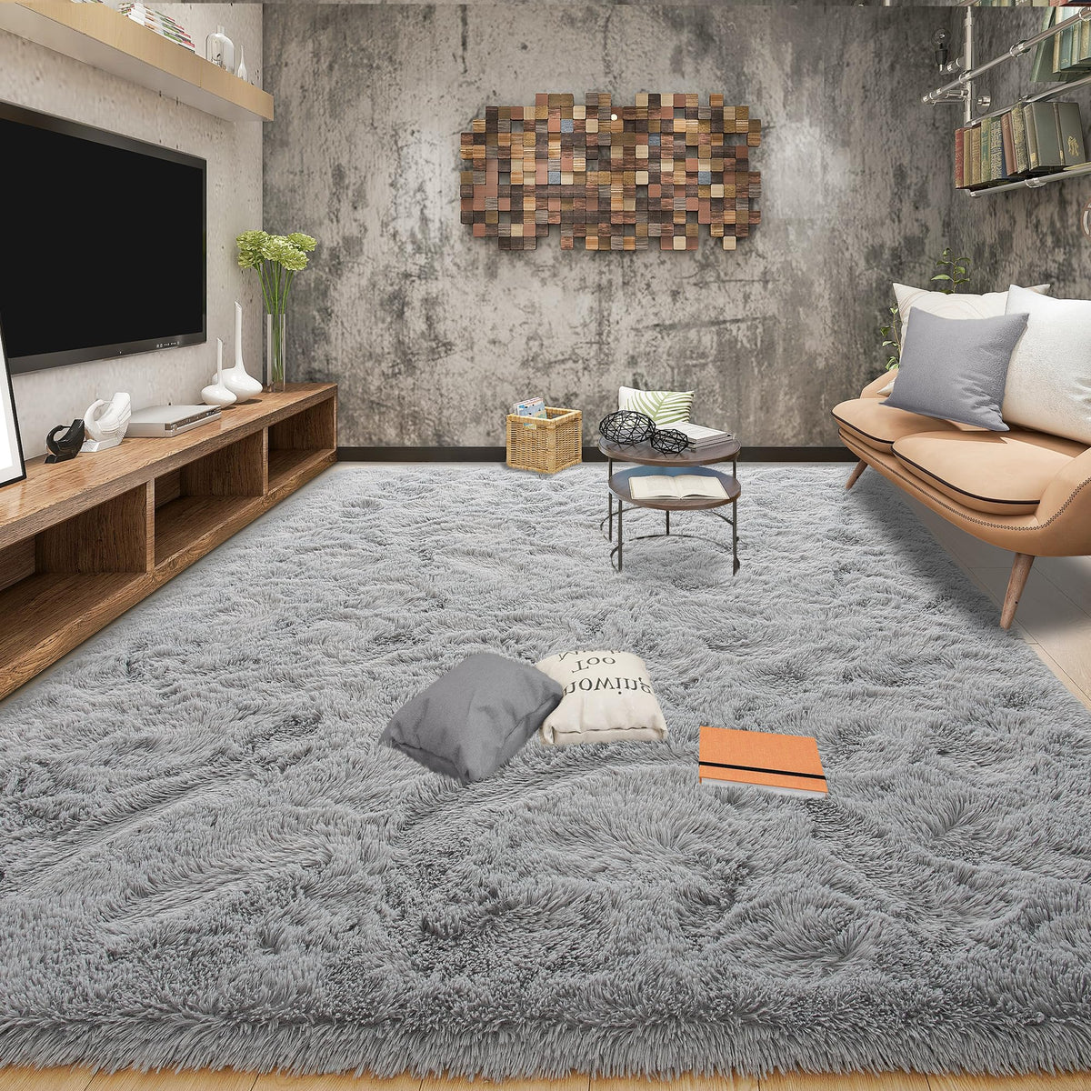Area Rugs 9x12 for Living Room, Super Soft Fluffy Rugs for Bedroom | Modern Shaggy Rug Fuzzy Carpets for Kids, Plush Indoor Nursery Home Decor Rug with Non-Slip Bottom, Black